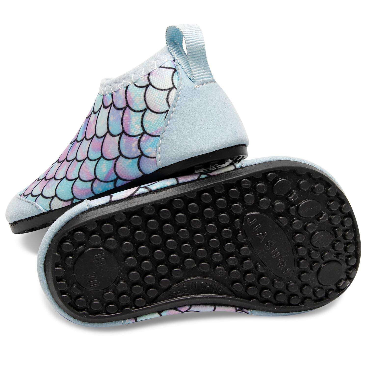 JIASUQI Baby Boys Girls Athletic Water Skin Shoes Socks for Beach River Boating Blue Scale 12-18 Months 6