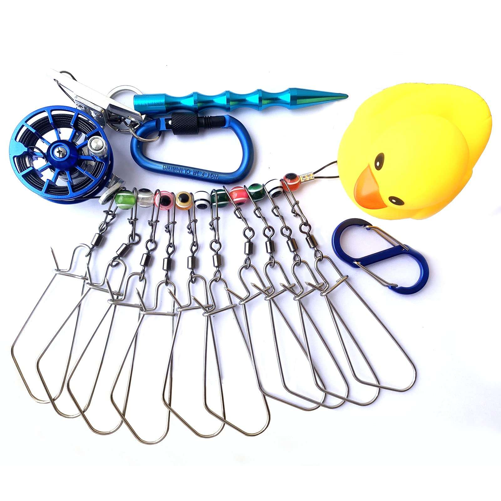 Fish Stringer with Reel Steel Wire Float Fishing Stringer with 10 Stainless Steel Snaps Fish Lock 1