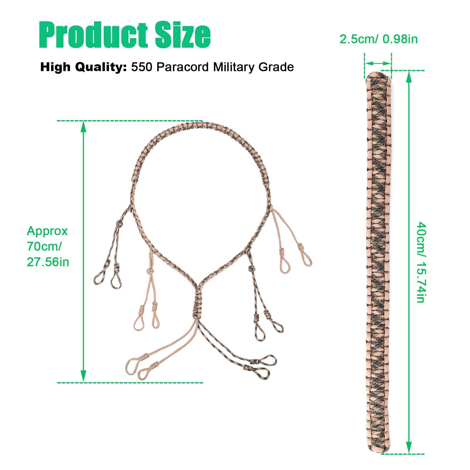 Windspeed Duck Call Lanyard, Portable Game Call Lanyard 550LB Paracord Goose Whistles Sling with Removable Drops, Hand Braided Paracord for Holding Whistles 2