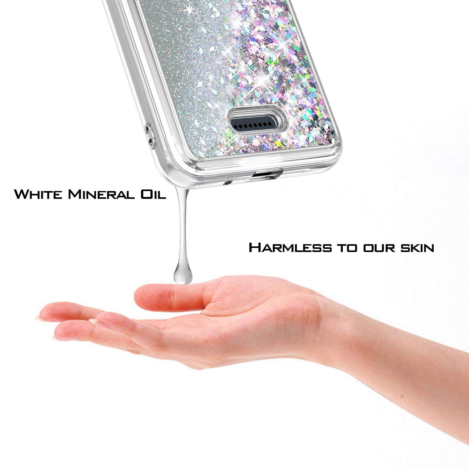 UNC Pro Cell Phone Case for Cricket Icon 2 Version (2020 Released), Quicksand Glitter TPU Liquid Flowing Sparkle Hybrid Case Shockproof Bumper Cover, Silver 3