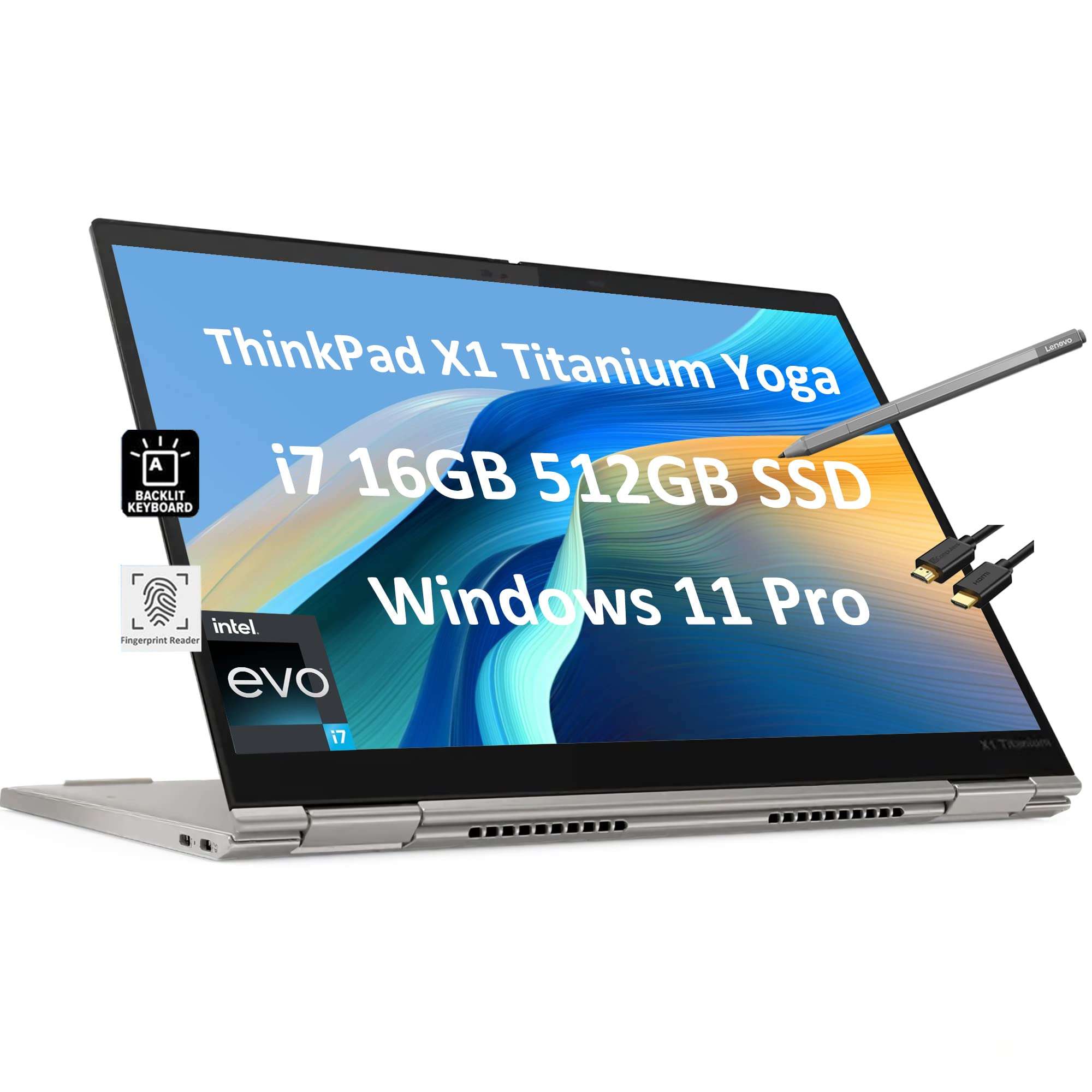 Lenovo ThinkPad X1 Titanium Yoga 2-in-1 Laptop (13.5" QHD Touchscreen, Intel Core i7-1160G7, 16GB RAM, 512GB SSD, Precision Pen), AI PC for Designer & Photographer, Lightweight, 3-Year WRT, Win 11 Pro 1