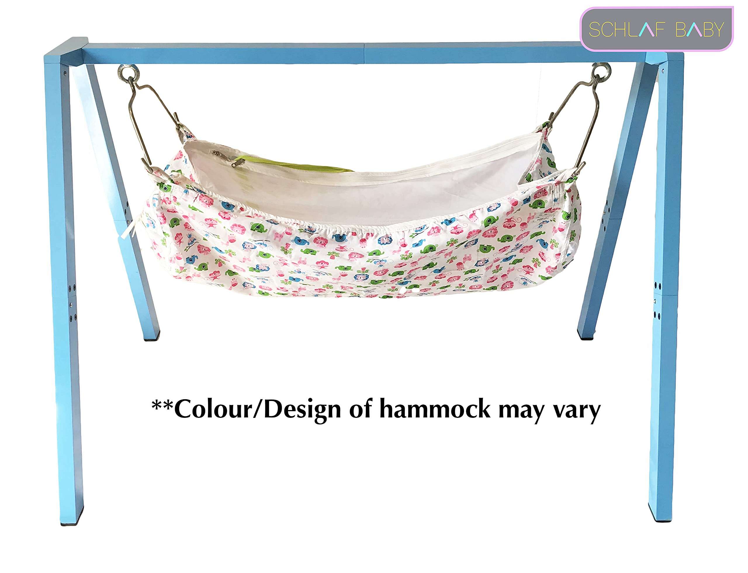 SCHLAF BABY New Born Foldable Metal Cradle [2000_Blue] 4