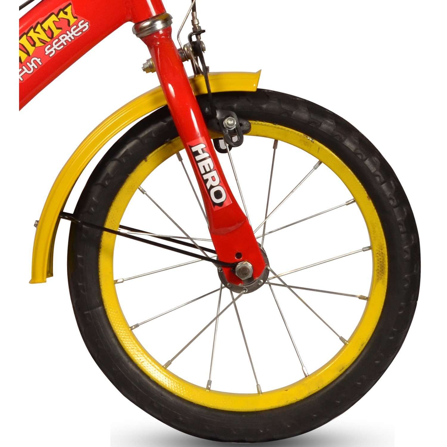 Hero Dainty Steel 14T Single Speed - 9 Inch Frame (Unisex Kids Bicycle) (Red/Yellow), Rigid 4