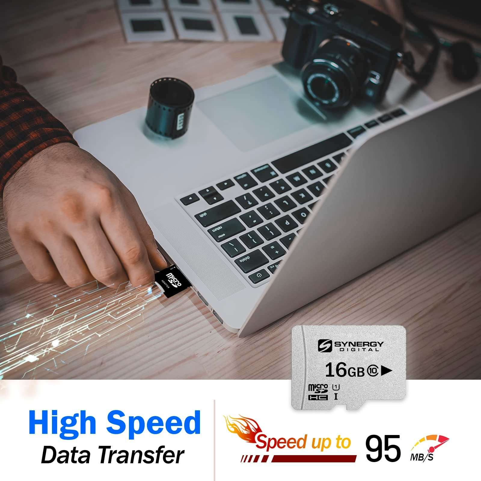 Synergy Digital 16GB Micro SDHC Secure Digital UHS-I Memory Cards, Compatible with Alcatel OT-7024 Cell Phone - Class 10, U1, 95MB/s, 300 Series - Pack of 5 5