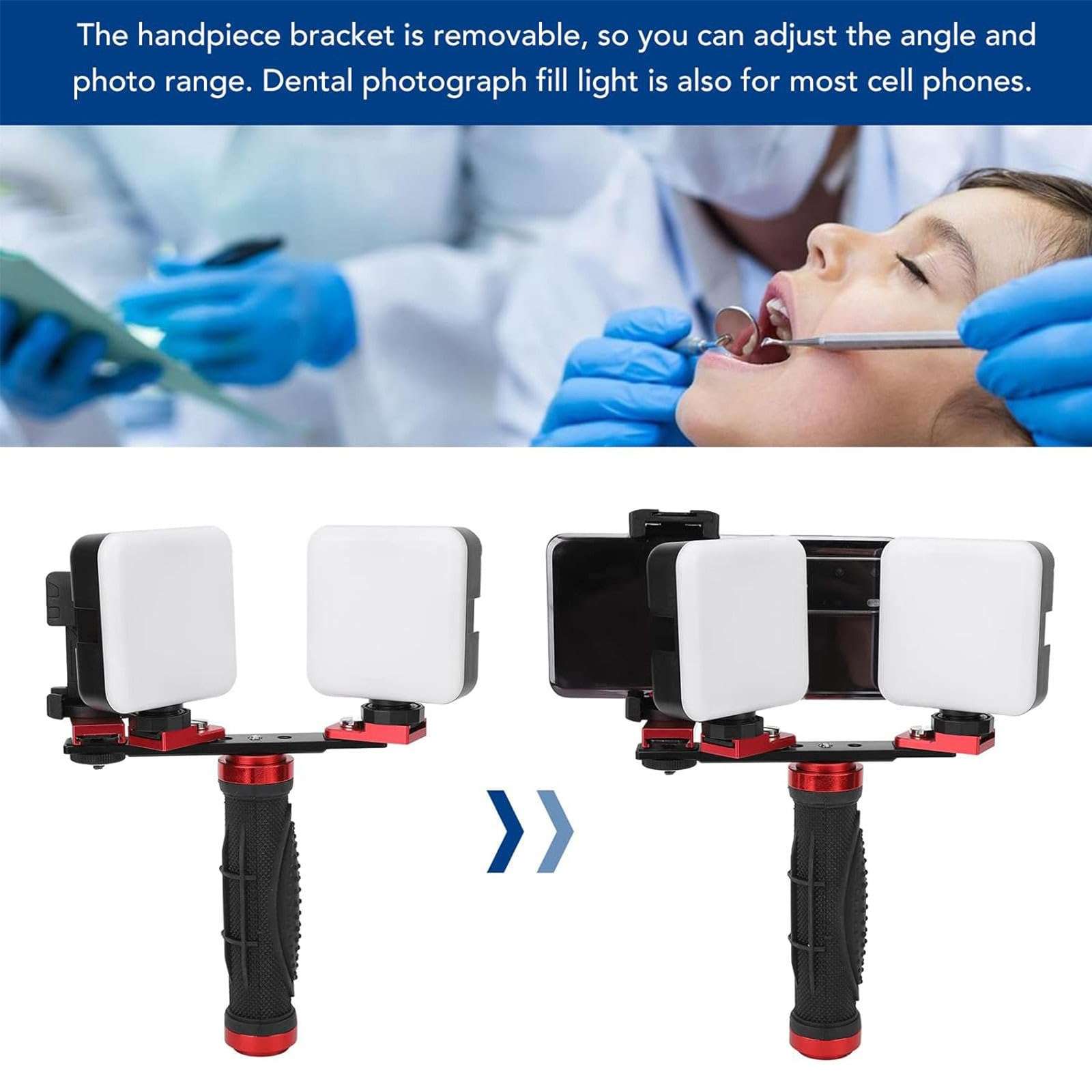 MTTXY Dental Photography Aid, Camera Video Lights Studio Lighting Kit, Clear Photos Adjustable Brightness Professional Dental Mobile Phone Fill Light for Photography 4