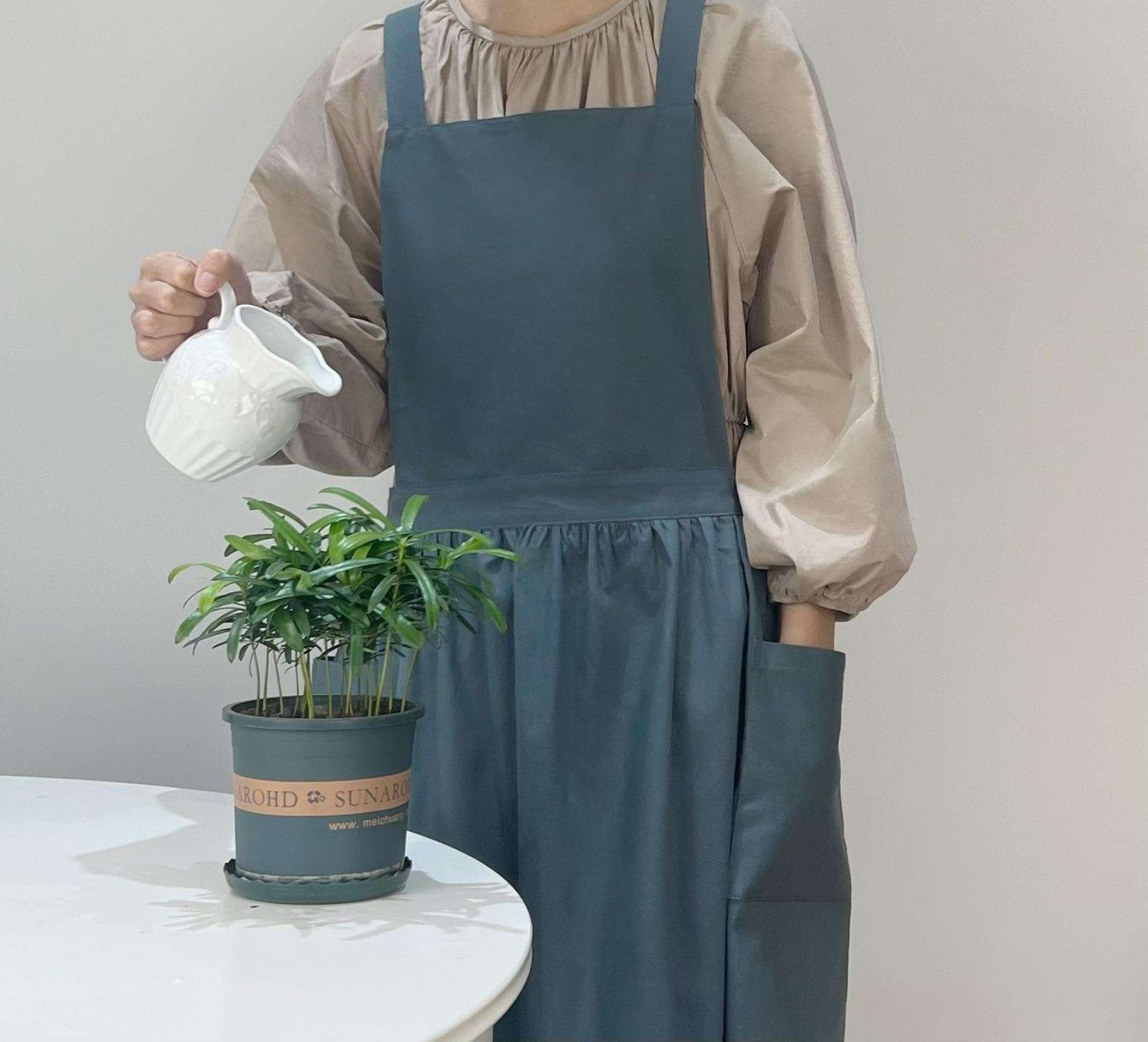 EWMKEODCA Aprons,Cotton Waterproof Pocketed Apron for Women and Men,Waiter and Waitress Server,Chef Accessories and Pottery Tools for Home and Kitchen Gadgets,Cooking,Dog Grooming,100×85 CM 4