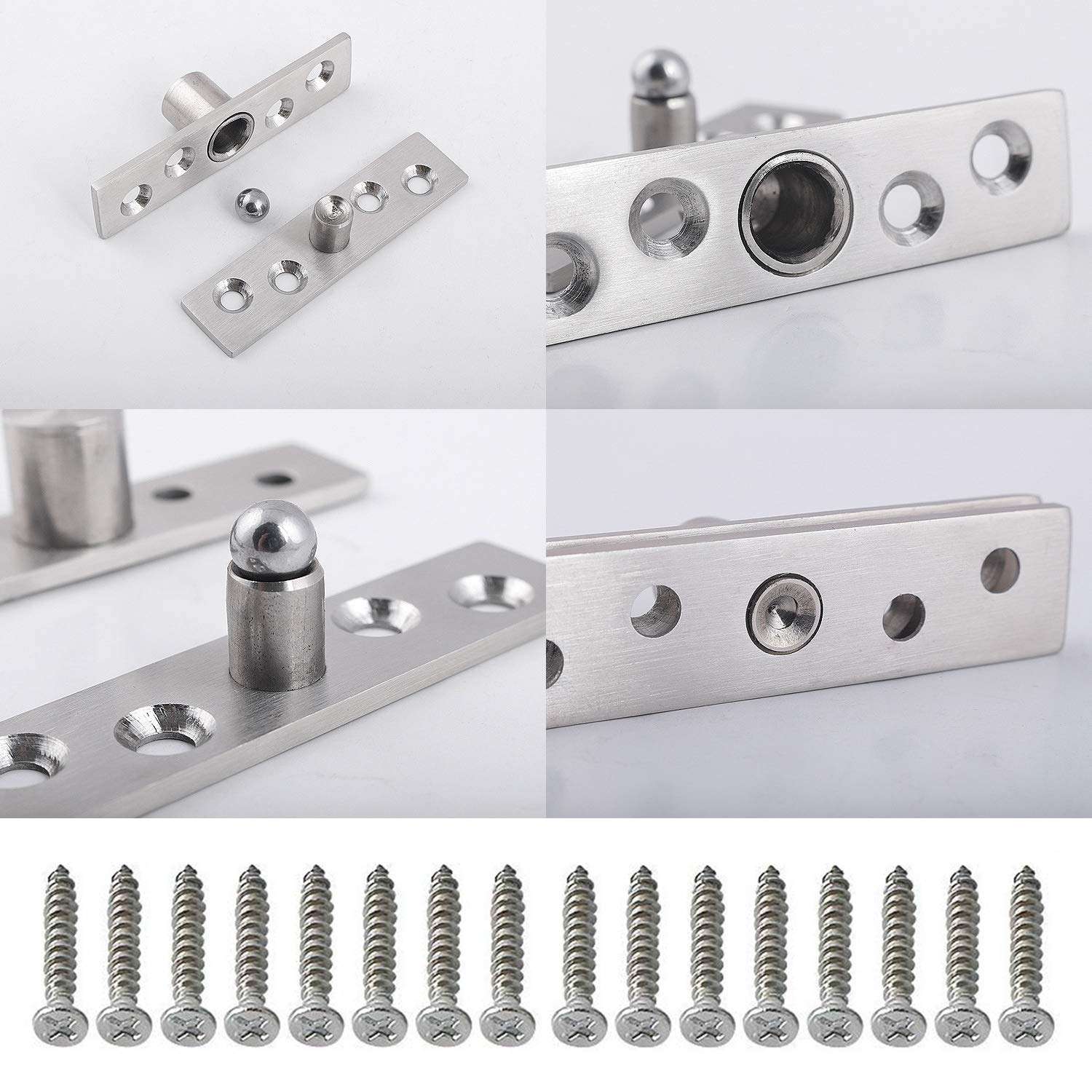 2pcs Pivot Hinge Rotating Hinge 360 Degree Stainless Steel Concealing Hinges Door Pivot Hinges Up Down Shaft (Central Axis Hinge Small) 3