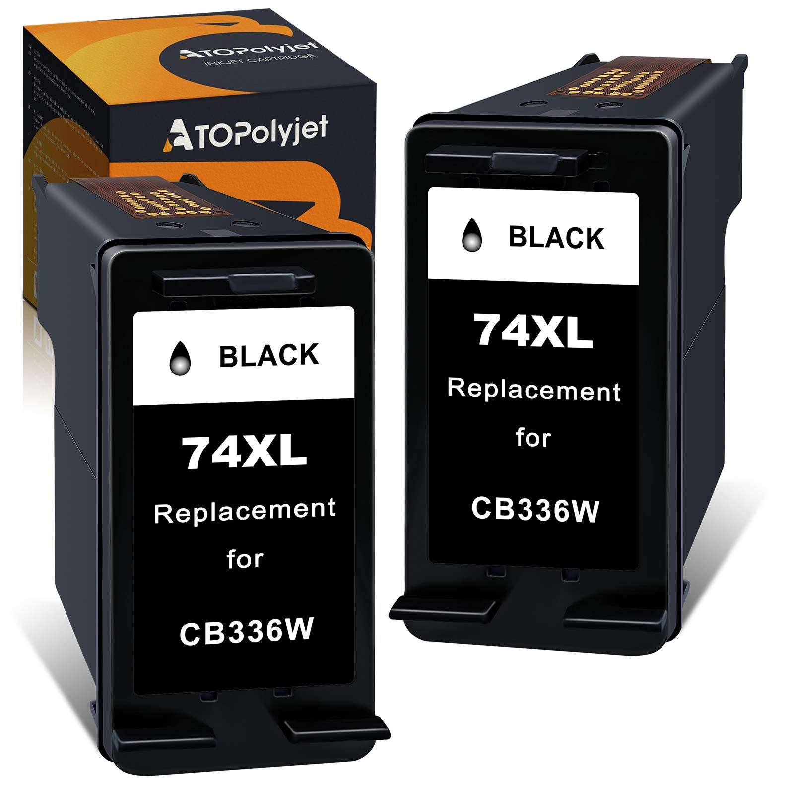 ATOPolyjet Remanufactured Cartridge Replacement for HP 74XL 74 XL Combo Pack CB335WN CB336WN for DeskJet D4260 D4360 OfficeJet J5740 J5780 J6480 PhotoSmart C4280 C4450 C4480 C4599 C5280 C5550 Printer 1