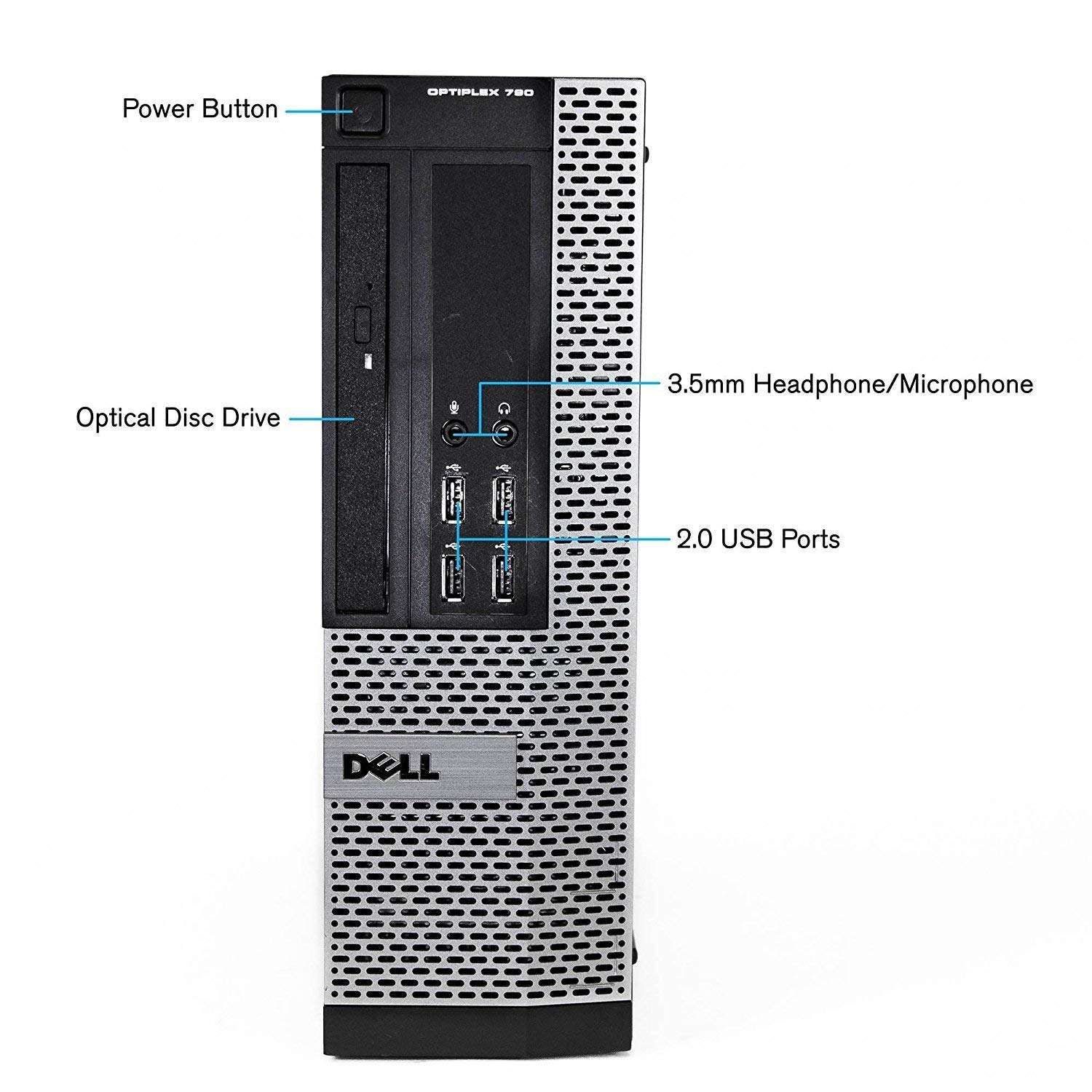 Dell Optiplex 390 Desktop Business Computer PC SFF Small Form Factor (Intel Quad Core i5-2400 CPU 3.1GHz, 8GB DDR3 RAM, 2TB HDD, DVD, Windows 10 Professional) (Renewed) 3