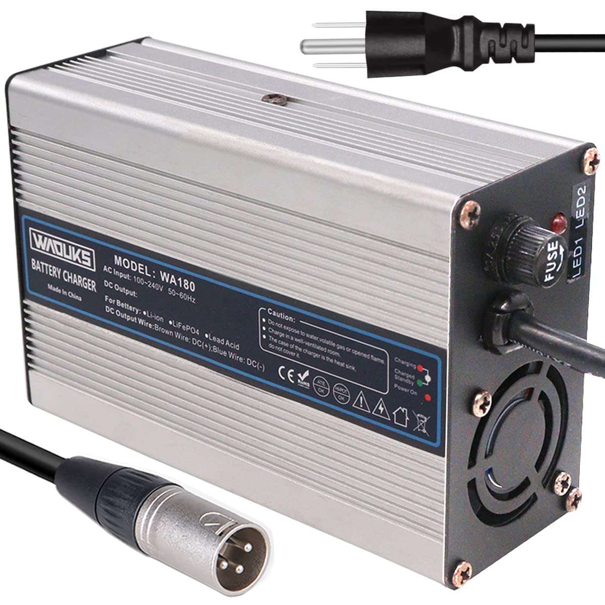 29.4V 5A Charger DC 29.4Volt 5Amp Li-ion Battery Charger Output XLR Connector Use for 7S 24V Lithium Battery Pack with Cooling Fan 1