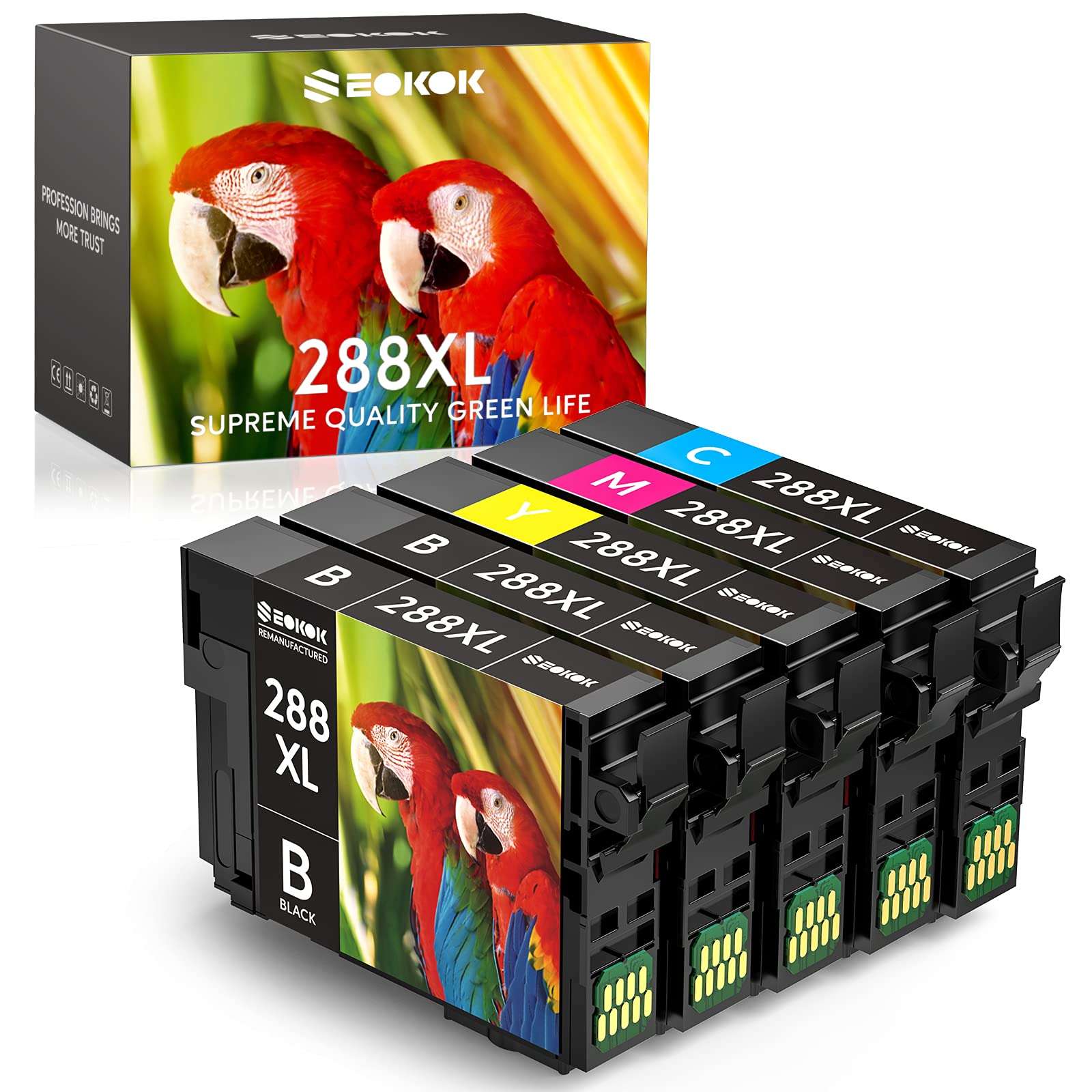 SEOKOK Remanufactured Ink Cartridge Replacement for Epson 288 288xl T288 T288XL Used with Epson XP-330 XP-340 XP-430 XP-434 XP-440 XP-446 Printers 5-Pack for Epson Ink 288xl Color Combo Pack 1