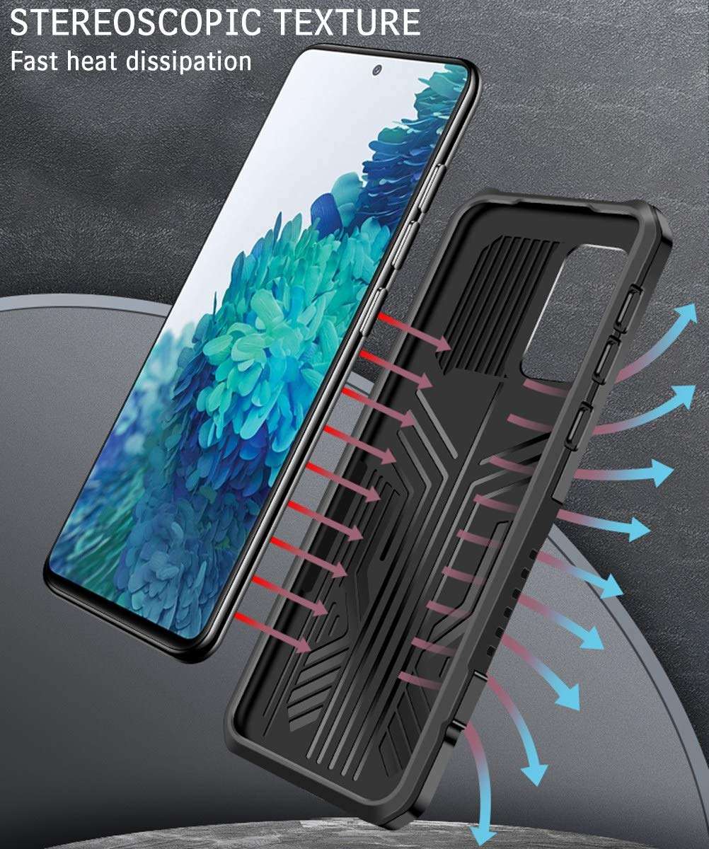 Hicaseer Case for Galaxy S20 FE, PC Hard Back Textured Shock and Drop Resistant Cover with Double Orotection Stand Phone Case for Samsung Galaxy S20 FE 6.5" - Black 5