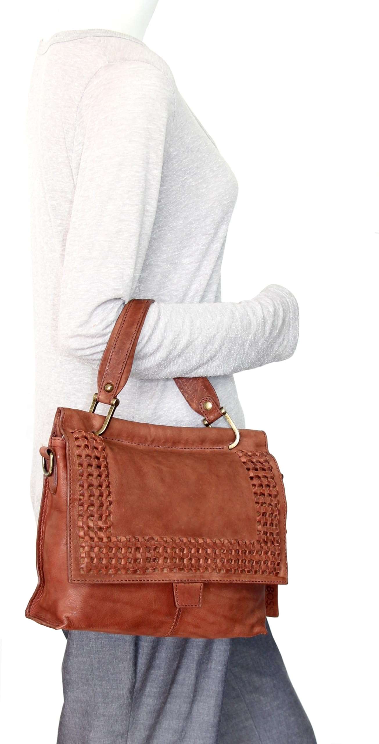 Nino Bossi Handbags Nino Bossi Alexis Leather Satchel Taupe 5