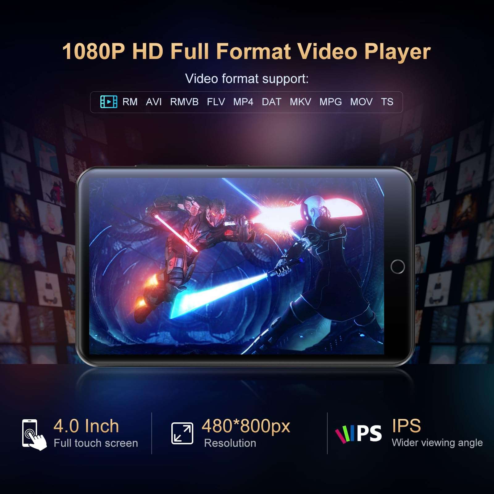 80GB MP3 Player with Bluetooth and WiFi, Mp3 & Mp4 Music Player with Spotify, Amazon Music, Deezer, Audible, Browser, 4.0" IPS Touch Screen Android Player with Speaker, FM Radio, Up to 512GB (Black) 5