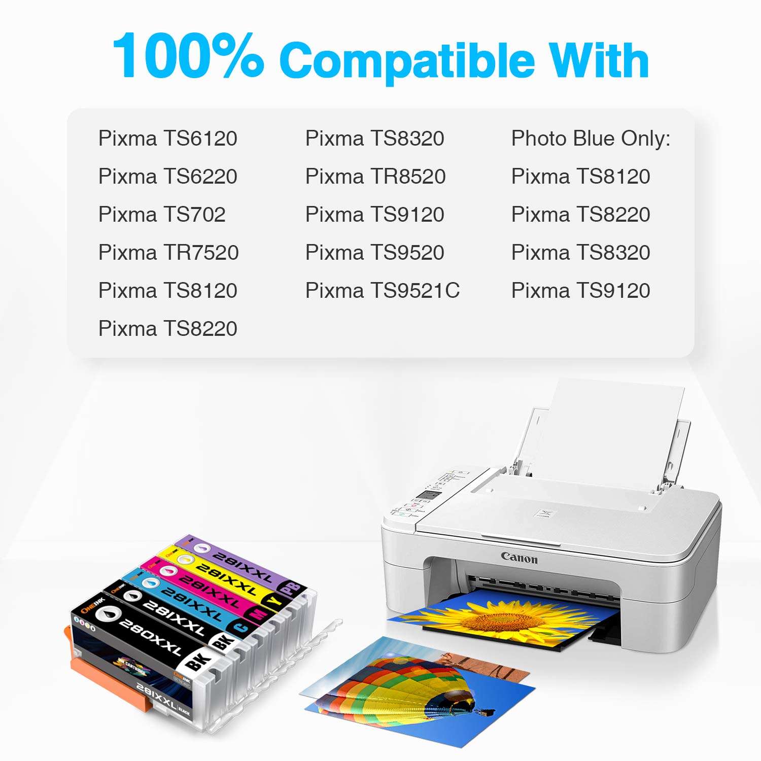 ONEINK Compatible Ink Cartridge Replacement for Canon PGI-280XXL CLI-281XXL PGI 280 XXL CLI 281 XXL for Canon PIXMA TS9120 TS8120 TS8220 TR8520 Printer, 6 Pack (1PGBK, 1BK,1B, 1C, 1M, 1Y) 2