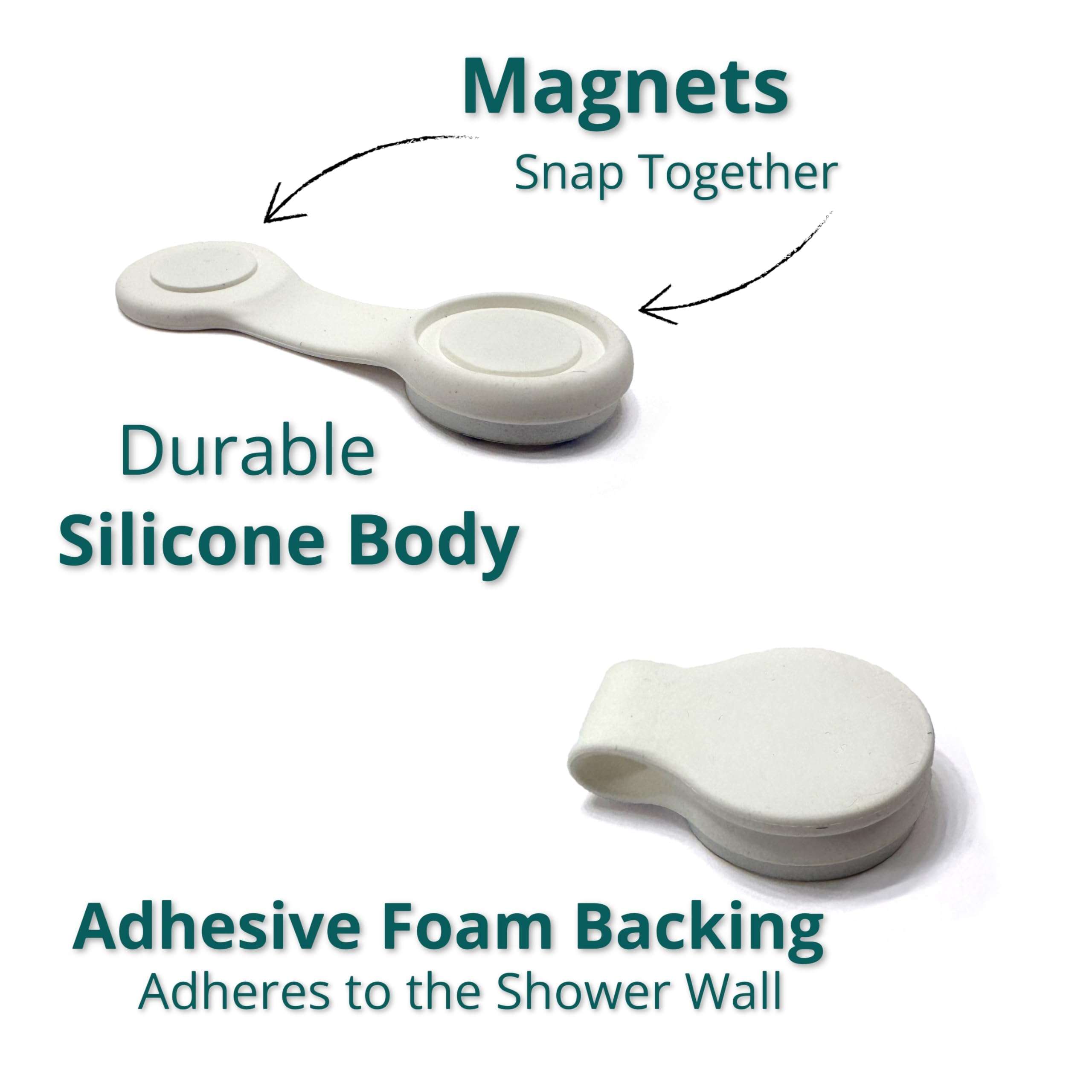 MiReDe Shower Curtain Keeper | Shower Curtain Clips | Durable | Self-Adhesive | Waterproof | Easy to Install | Splash Guard | Pack of 4 (Bright White) 3