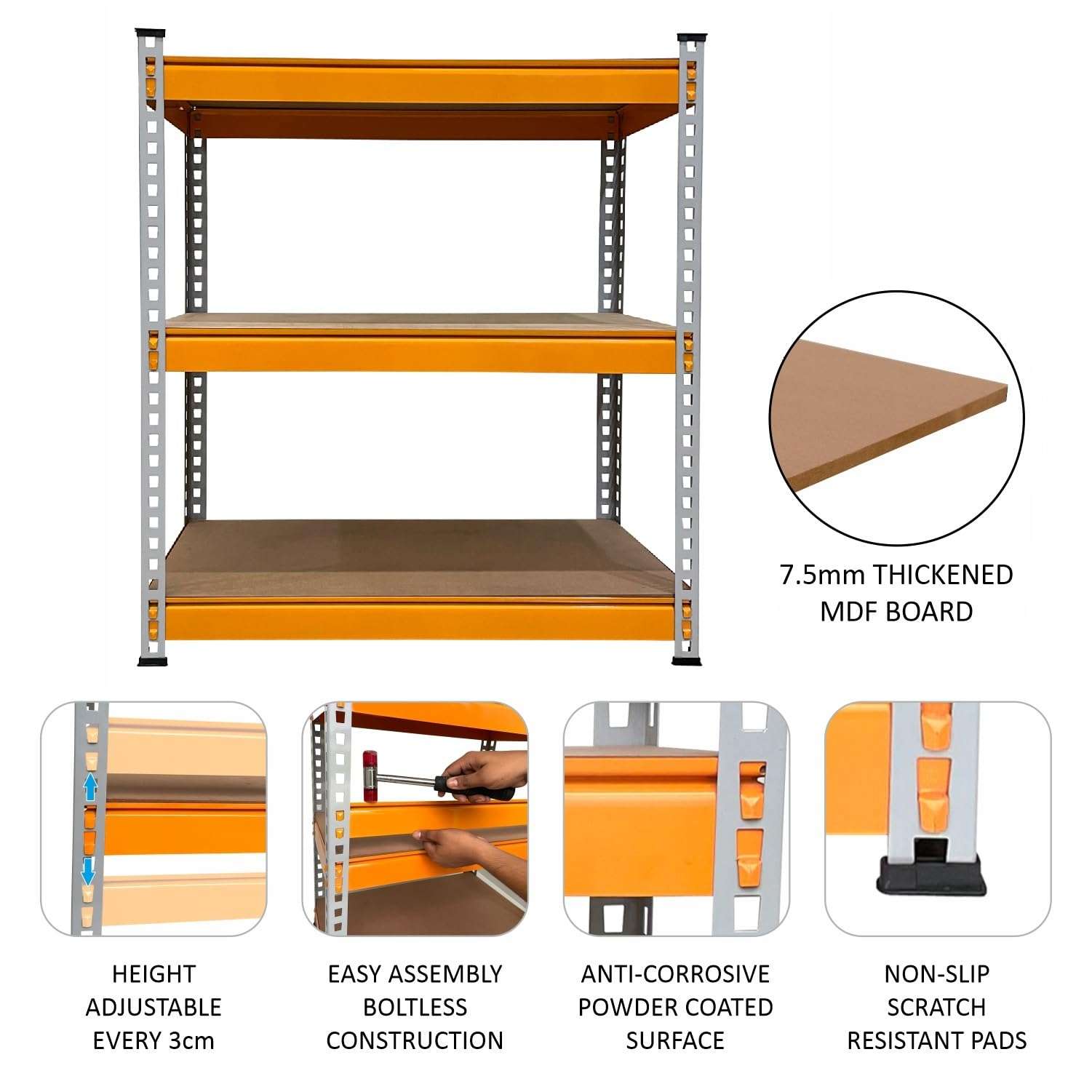 SmartSlide Adjustable 3-Shelf Metal Shelving Unit Storage Utility Rack Garage Shelves Boltless Storage Rack & Shelves for Home Kitchen Display Rack (3 Shelf 36 x 12 x 36) 4