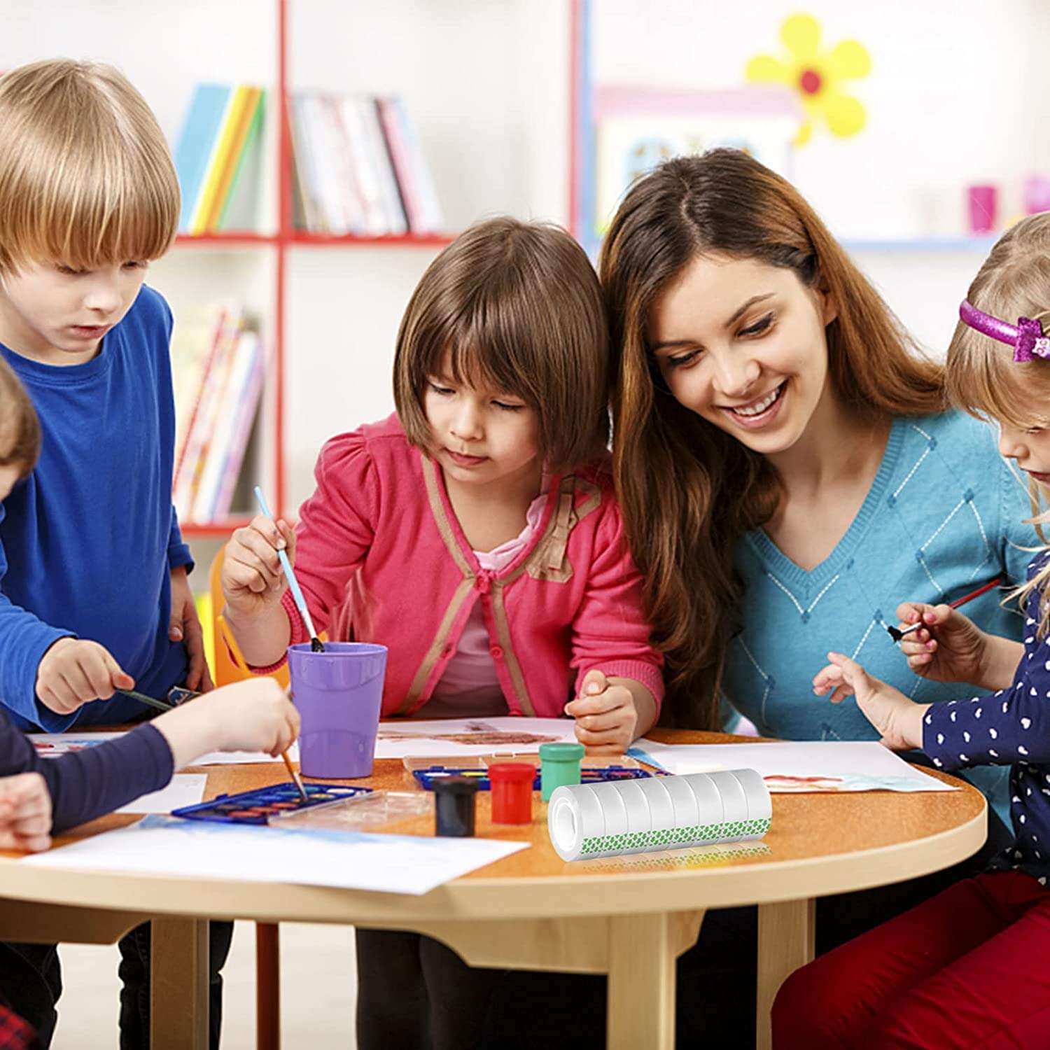 MARKQ Clear Tape 3/4 Inch x 25 Yards Transparent Tape for Office Home School Gift Wrapping Tape Refills for Dispensers 1 Inch Core 8 Rolls 6