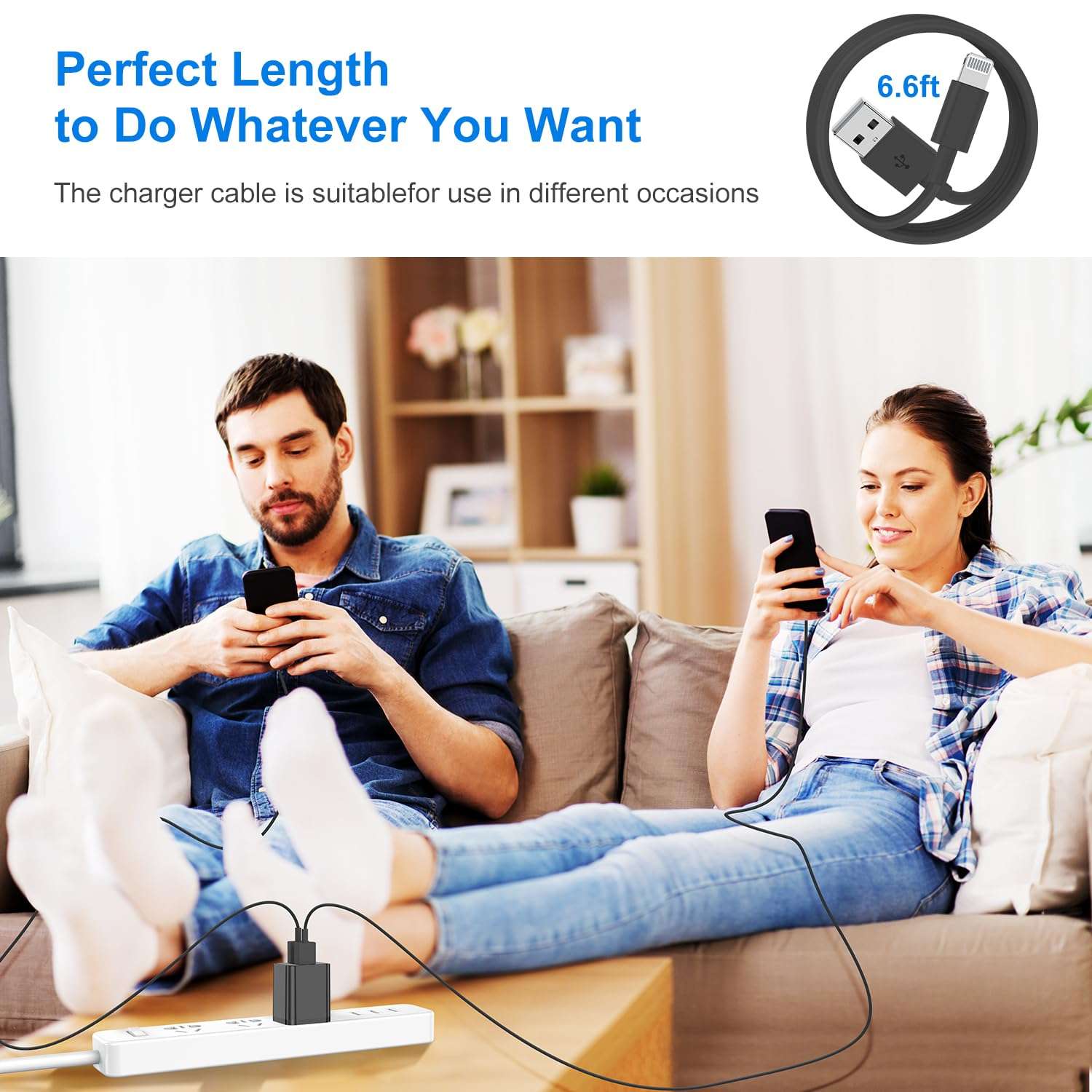 iPhone Charger and Wall Plug, 2Pack 6ft Lightning Cable Cord with Fast Dual Port USB Charging Adapter Block Box for Apple iPhone 14 Pro Max/13 Pro/12 Mini/11/XR/X/XS Max/8/7/6S Plus/SE/5C/iPad Black 6