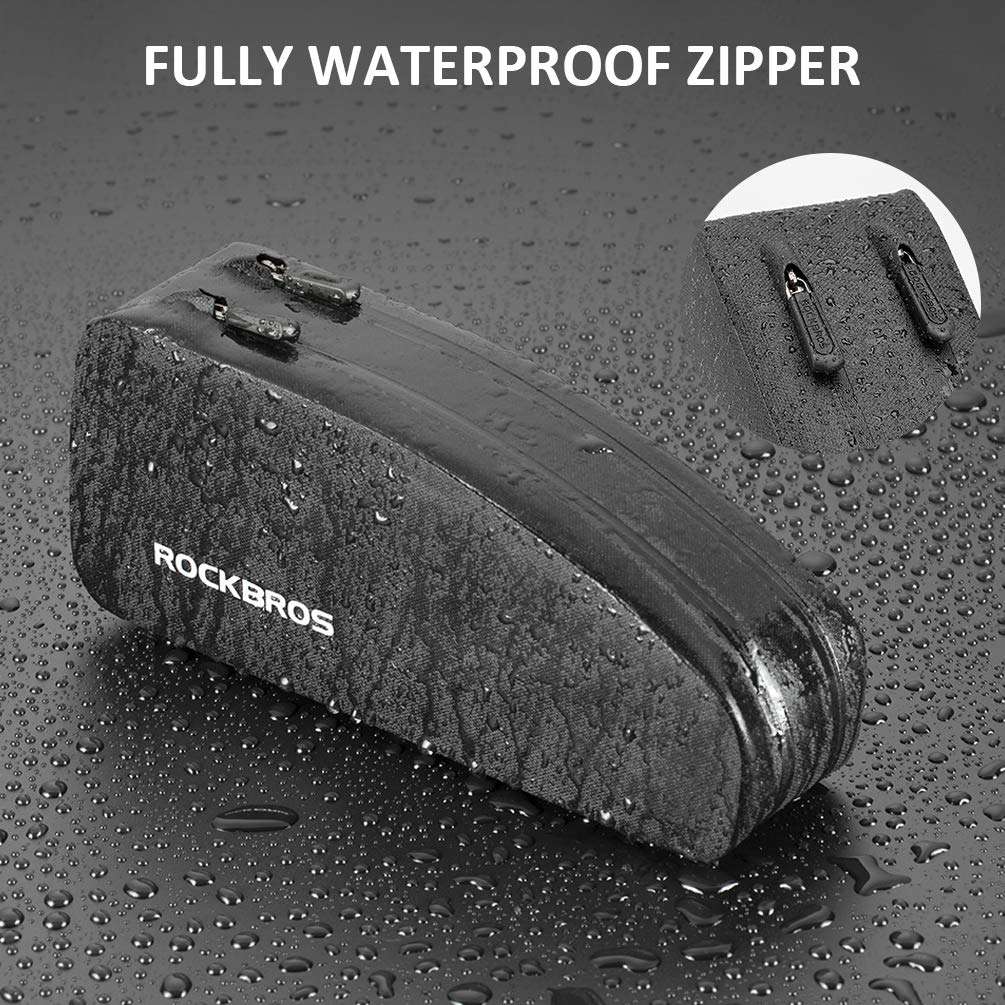 ROCKBROS Bike Bag Top Tube Bike Frame Bag Waterproof Two Zipper Pockets Bike Pouch Top Tube Bike Bags for Bicycles 3