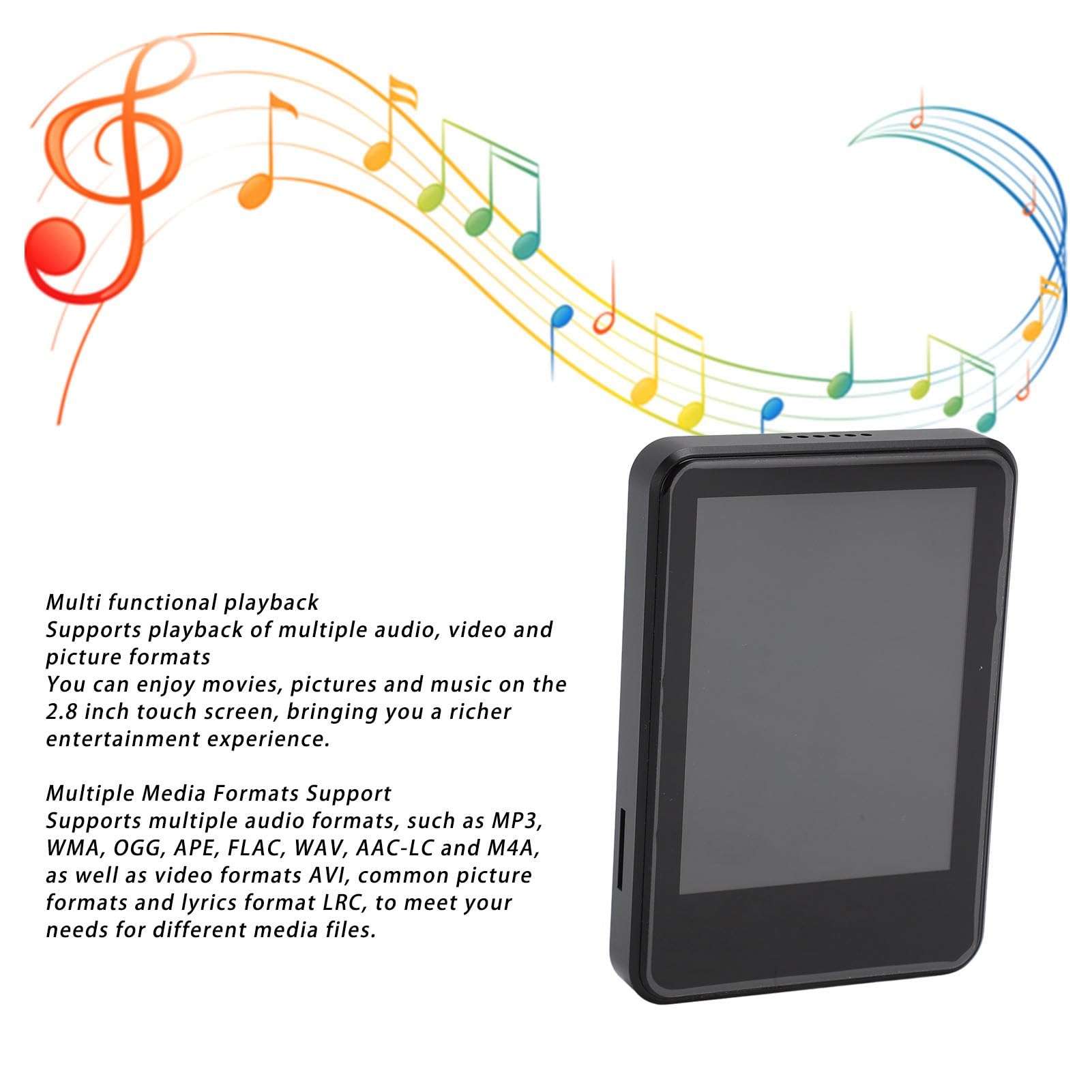 MP3 Player, 4GB 2.8in V5.2 Video Music Player, MP3 & MP4 Players Supports Windows File Transfer, Dictionary, Ebook, FM Radio, Voice Recorder, 128GB Expandable 4