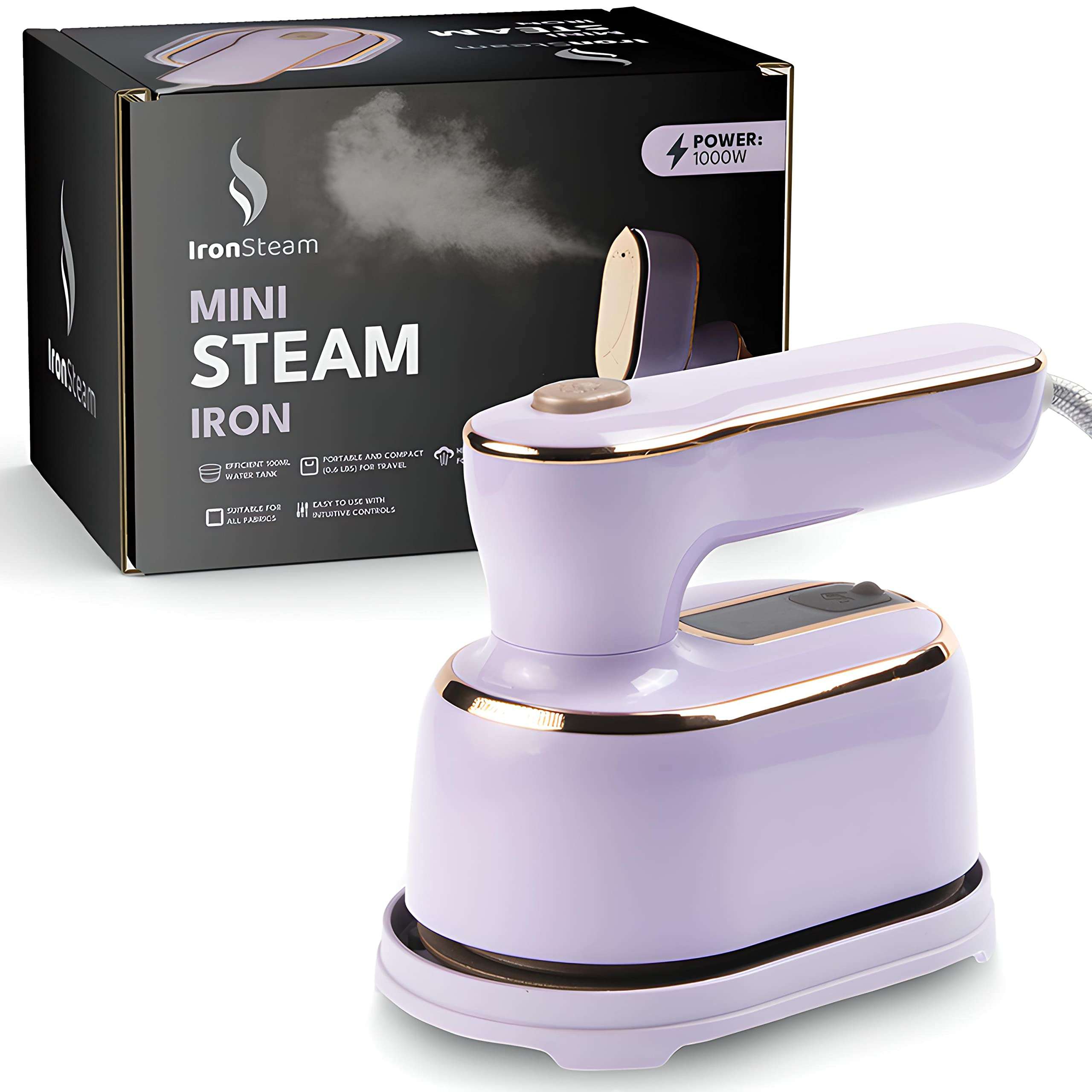 IronSteam 2-in-1 Portable Iron & Steamer for Clothes – Handheld Travel Steam Iron Garment Steamer Fabric Wrinkle Remover – Fast Heat-Up, High-Density Steam 1