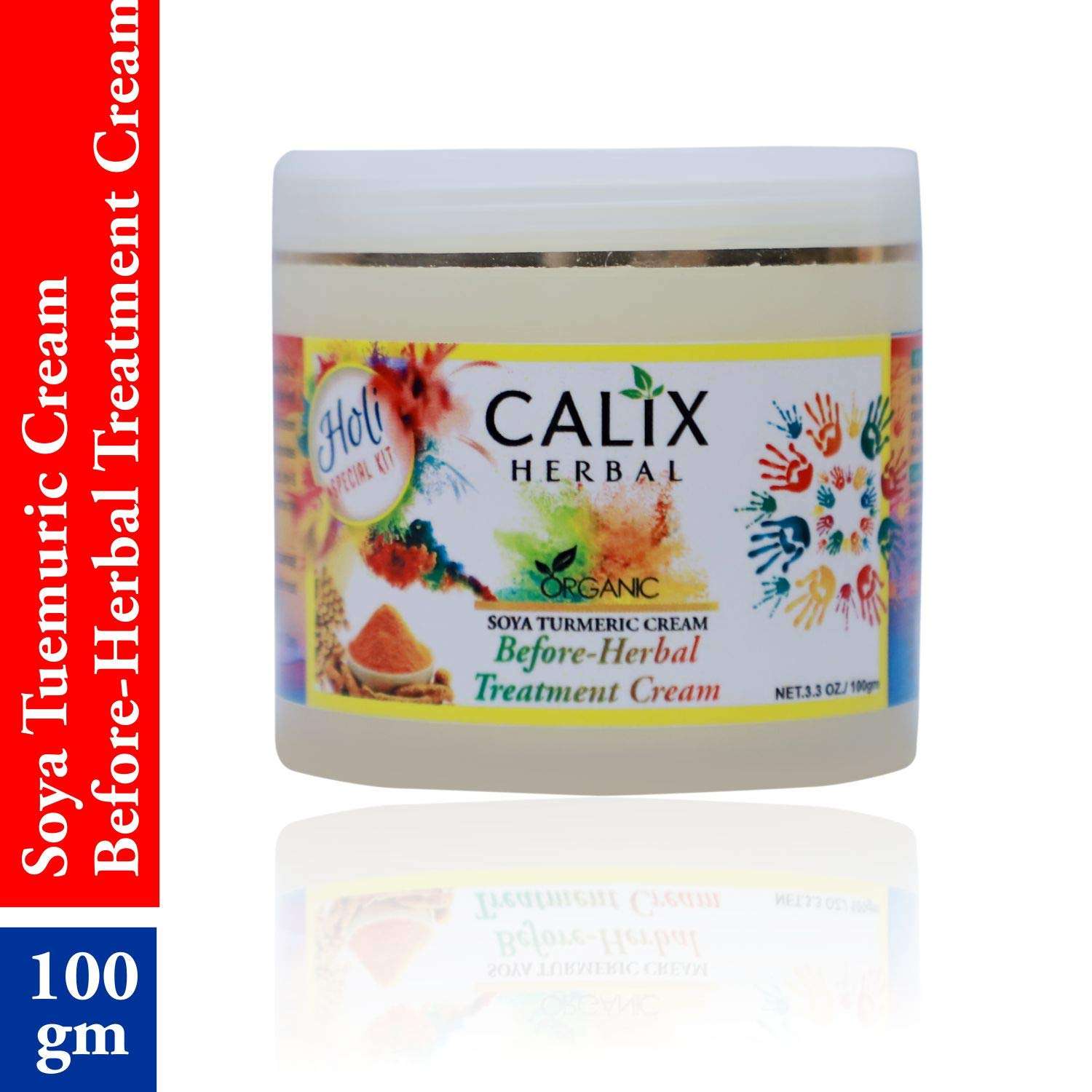 Calix Herbal Holi Special Organic Soya Turmeric Cream Before Holi Herbal Treatment Cream For Skin Brightening & Body Care Suitable For Man & Women All Skin Type - 100 Gm 3