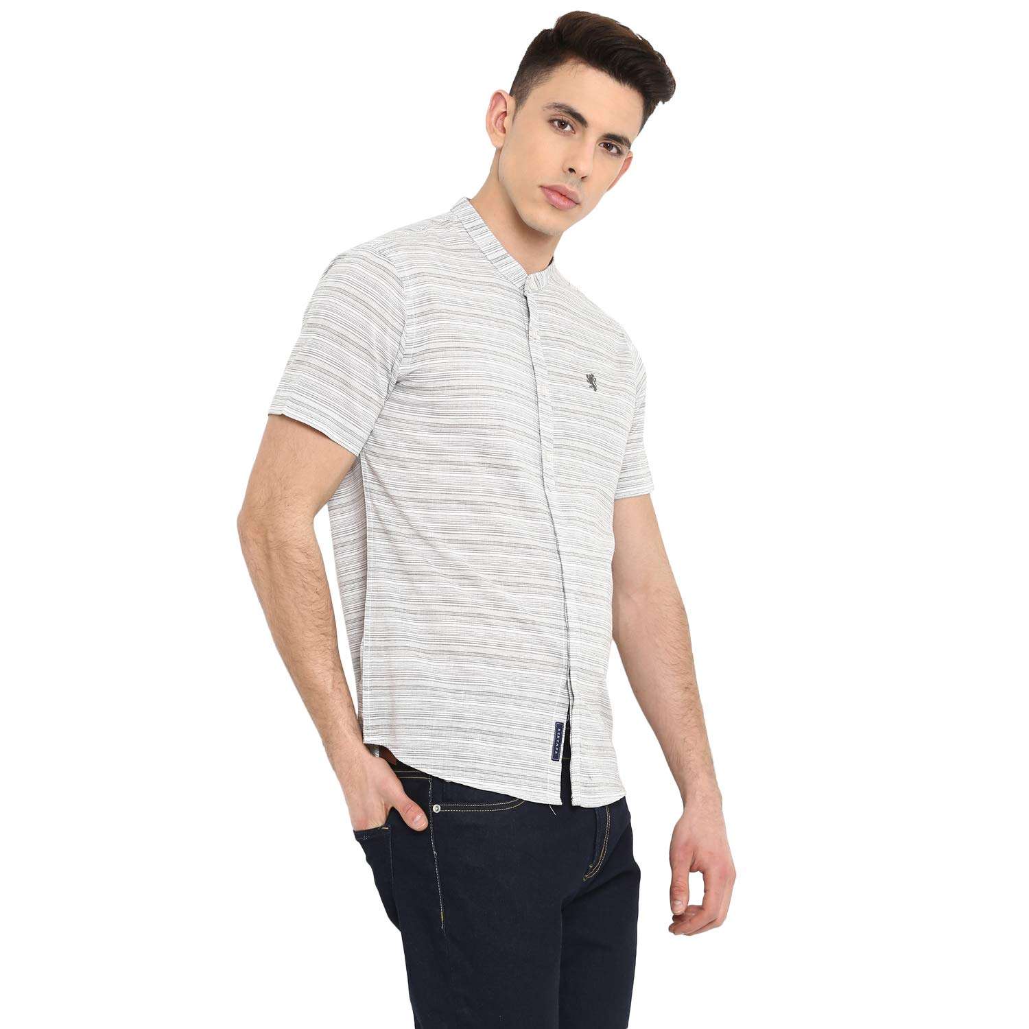 Red Tape Men's Striped Regular Fit Casual Shirt (RHS0046_Stripe Olive XL) 2