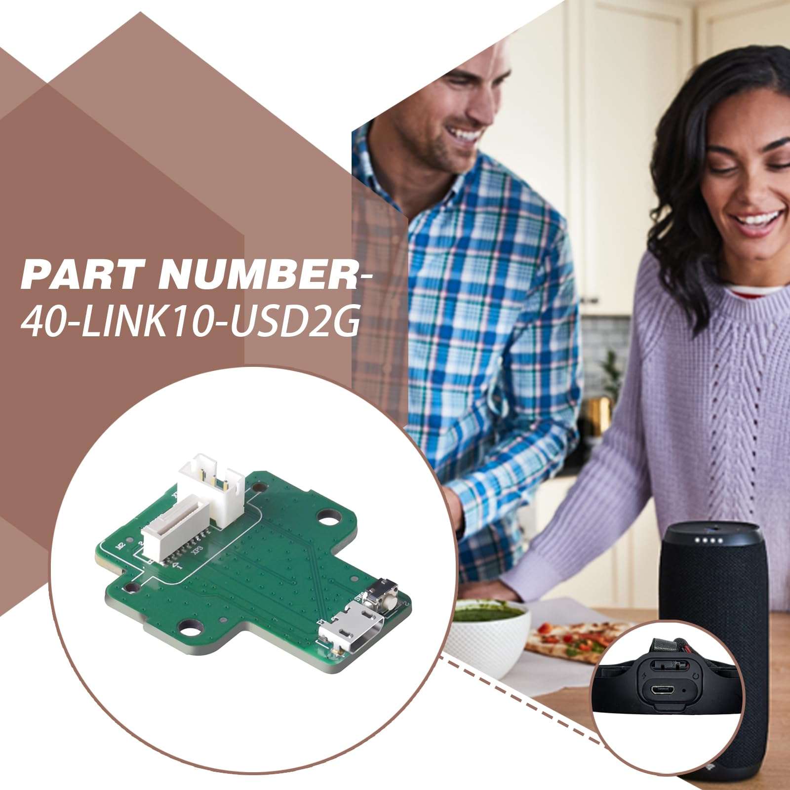 Ciuouient Upgrade 40-LINK10-USD2G Speaker Charging Port Board Compatible with JBL Link 10 Power Motherboard Replacement Part,USB Charger Charging Port PCB Dock Connector 4