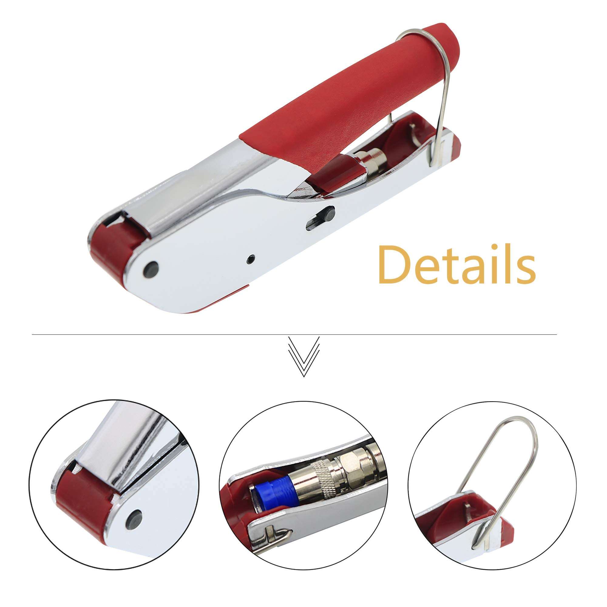 FOVLWYT Coax Cable Crimper Kit Coaxial Cable Compression Tool Kit with 30PCS F RG6 Compression Connectors, Wire Coax Cable Stripper Tool 3