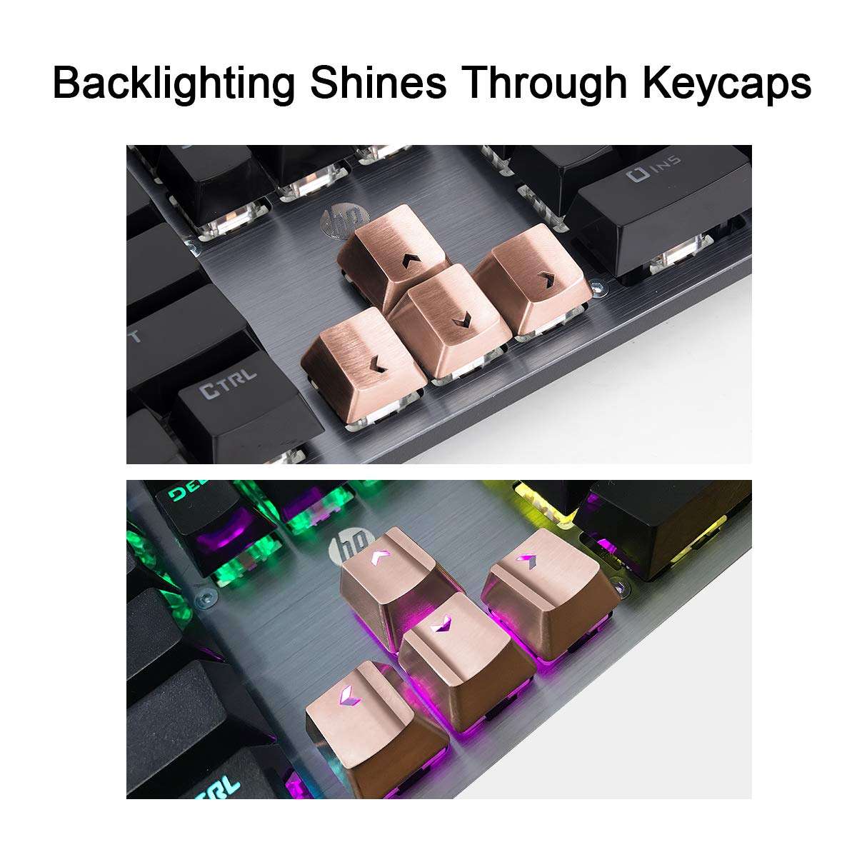 Fitlink FPS & MOBA Gaming Keycaps, Durable Stainless Steel Metal Keycap with Key Puller for Mechanical Keyboard Cherry Mx Switch (WASD+Direction Keys,Rose Gold) 6