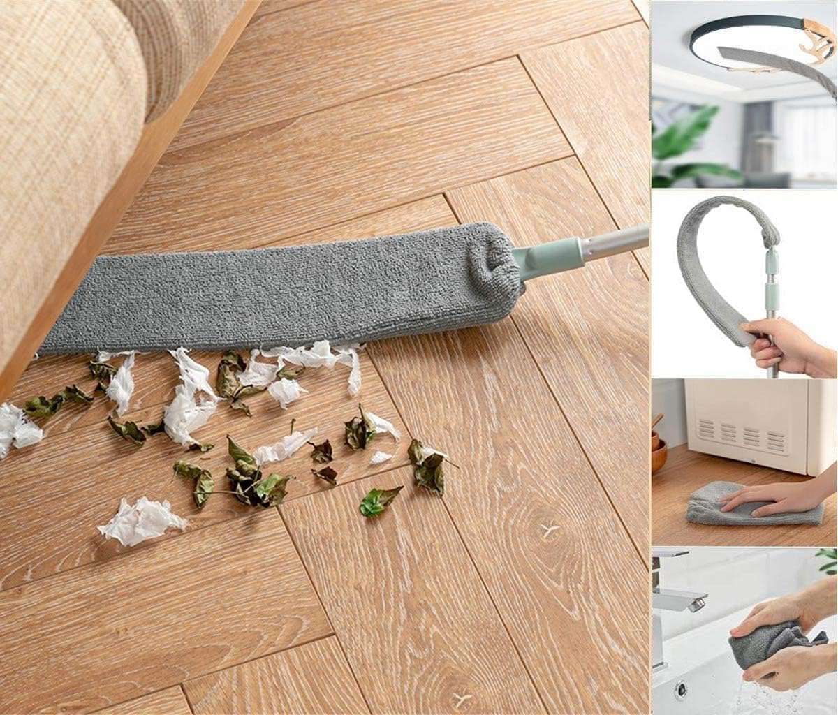 Avantara Creation Microfiber Flexible Mop Gap Cleaning with Long Adjustable Handle Bendable Washable Duster Bed Sofa Dust Brush Home Tool Cleaner Bed Sofa Stainless Steel (Pack of 1 Pcs) 5