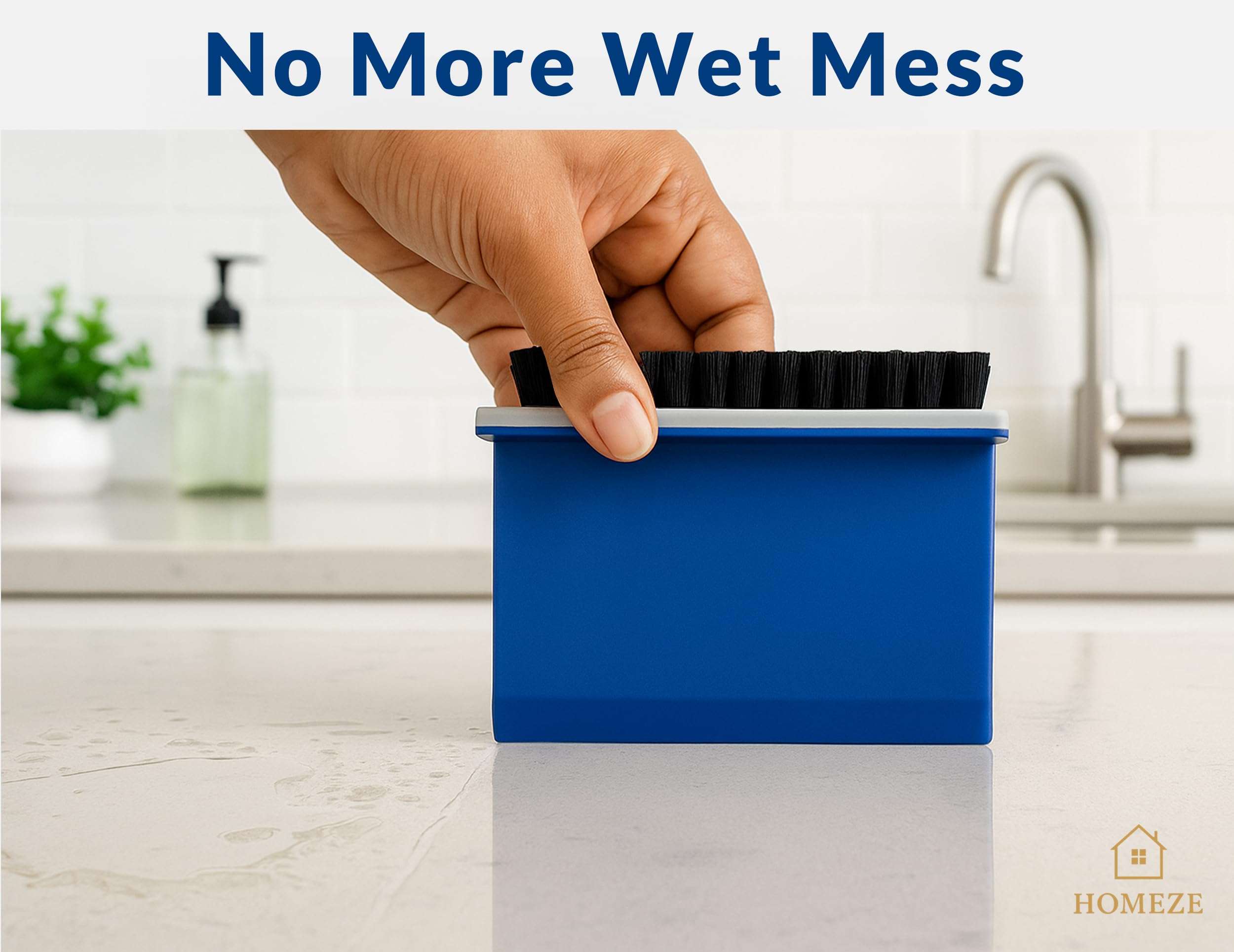 HOMEZE 2-in-1 Countertop Brush & Squeegee – Crumb Sweeper + Water Wiper, Edge-Hanging Compact Cleaner for Kitchen Sink & Counter, Bathroom Mirror/Slab, Desk & Sofa – Space-Saving Multi-Surface Tool 4