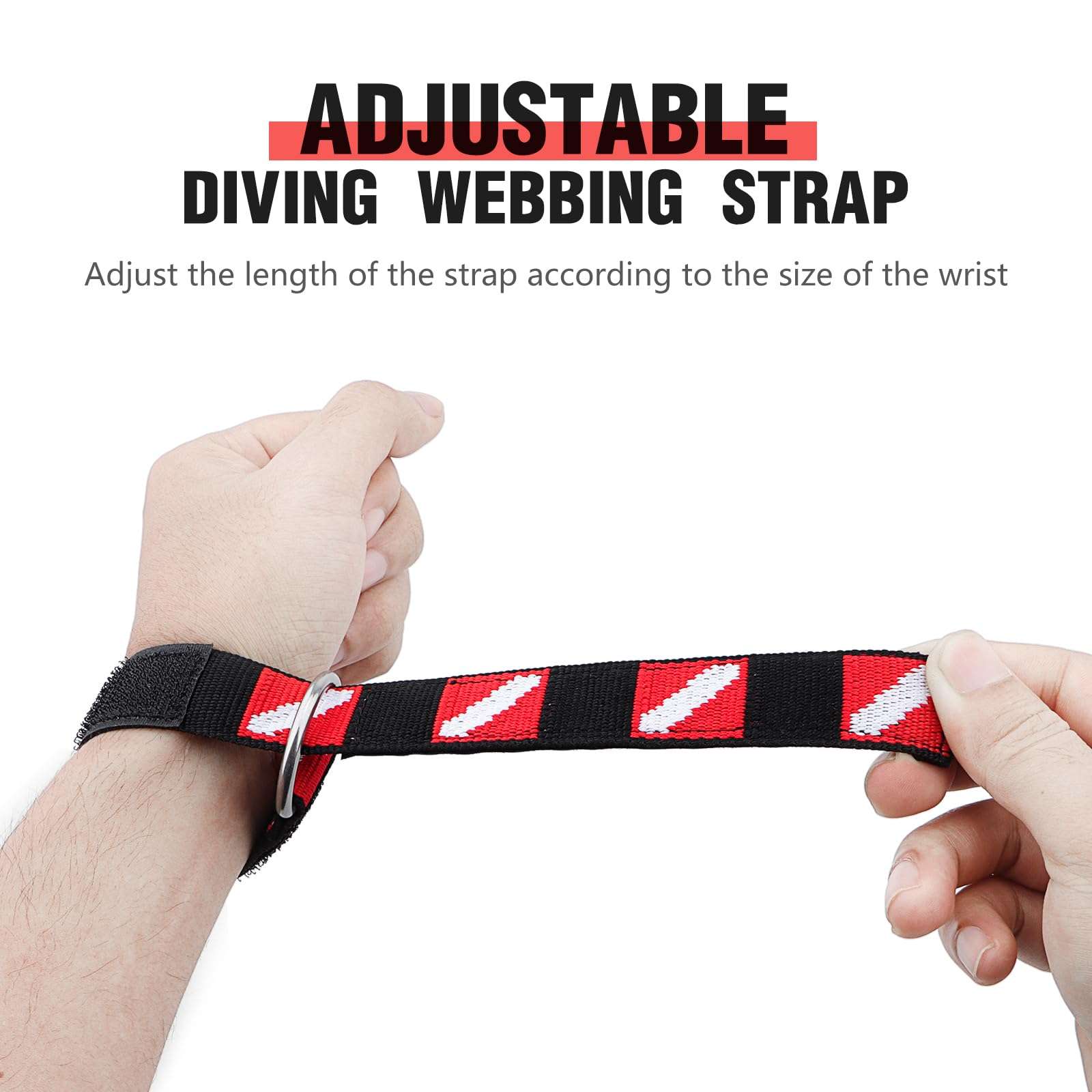 Dawitrly Scuba Diving Wrist Strap, Adjustable Wristband with Stainless Steel D Ring, Suitable for Scuba Dive Lights, Flashlights, Cameras, Compass, Dive Slates, for Scuba Divers and Snorkelers（2 Pack） 6