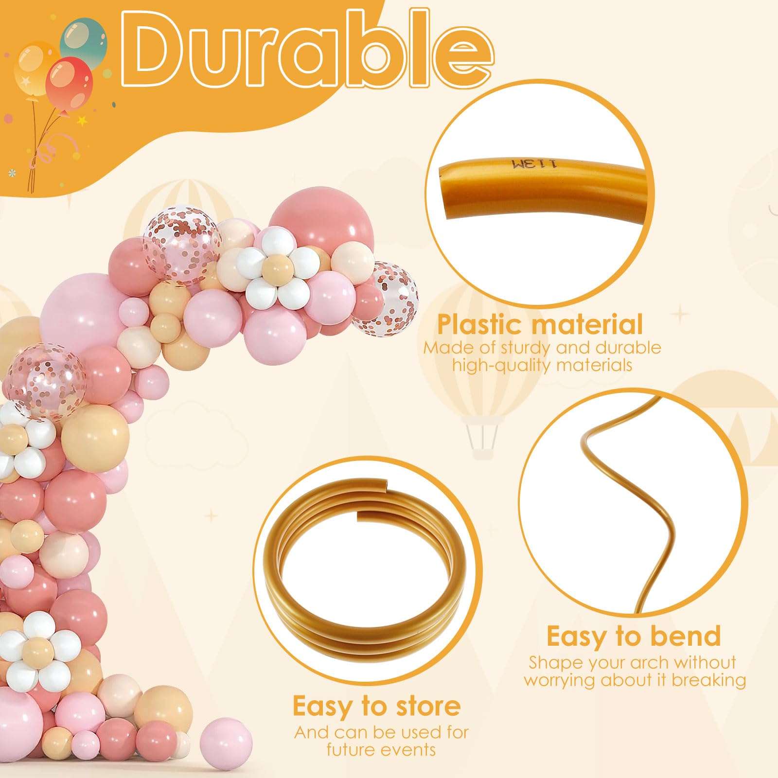 Reusable Balloon Arch Kit, Free Bending Shape 8.2ft & 5ft Adjustable Half Balloon Arch Stand with Base, Balloon Hoop Frame, Balloon Arch Frame for Wedding Baby Shower Birthday Party Decoration 5