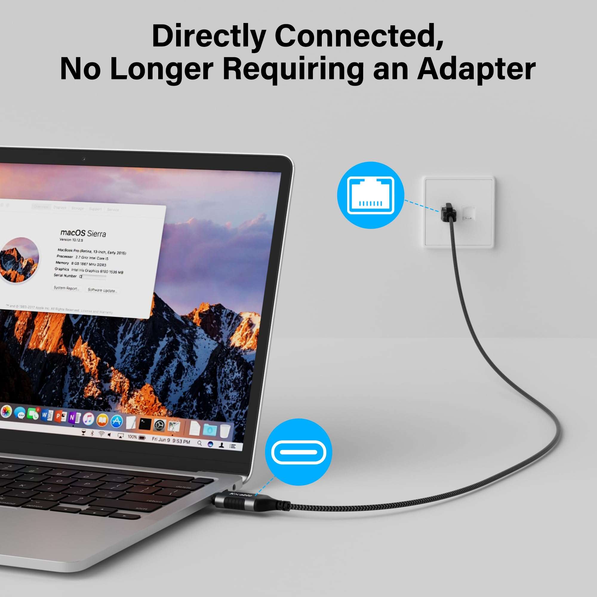 Slim USB C to Ethernet Cable 6 FT, Snagless RJ45 to USB Type-C Cord, Directly Connected, Gigabit LAN Network, OFC Wire, for MacBook Pro/Air, iPad Pro, iPhone 15 Series, Galaxy, Laptop, PC, OD: 3.6mm 3