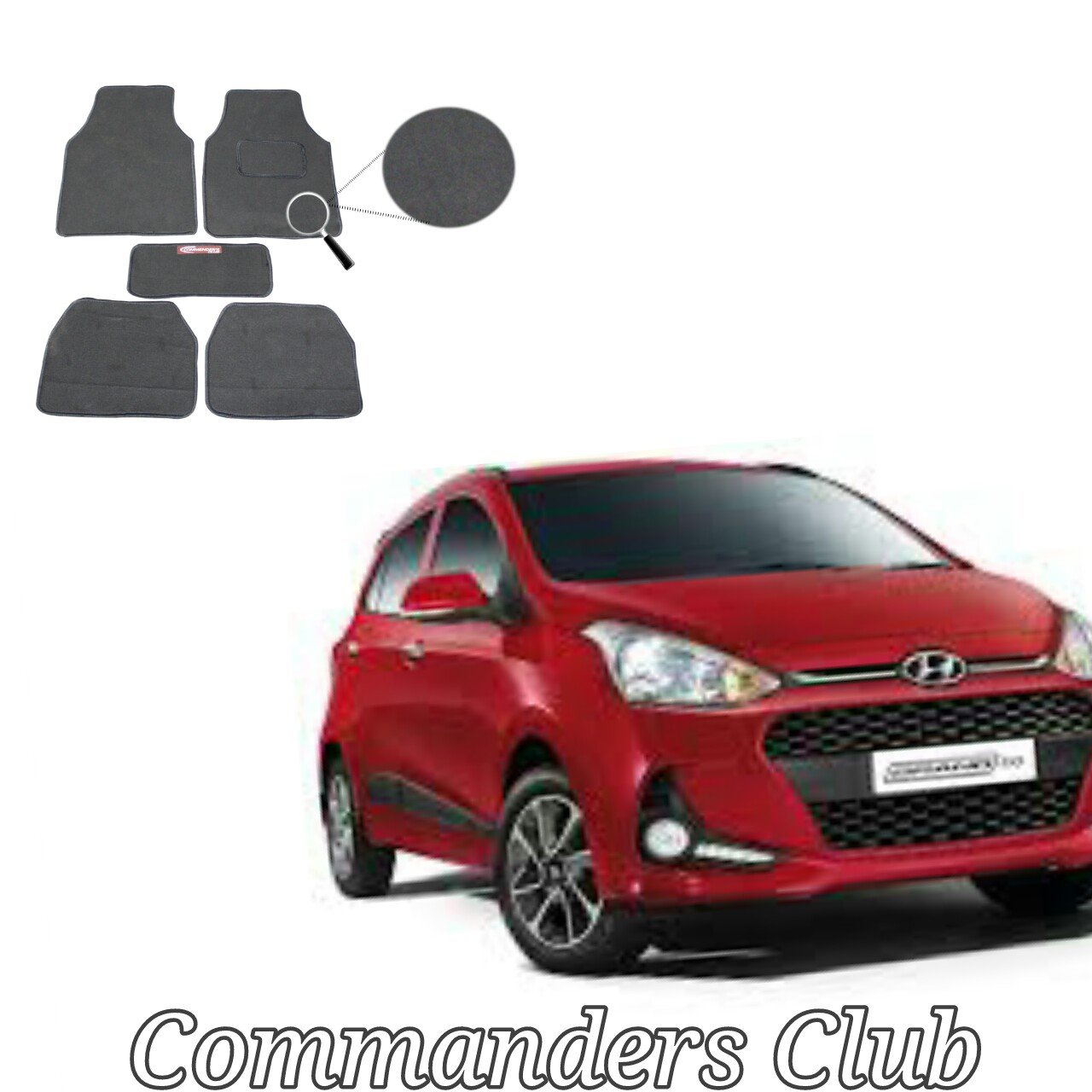 Commander Car Floor Mat for Hyundai Grand i10 (Set of 5, Grey)