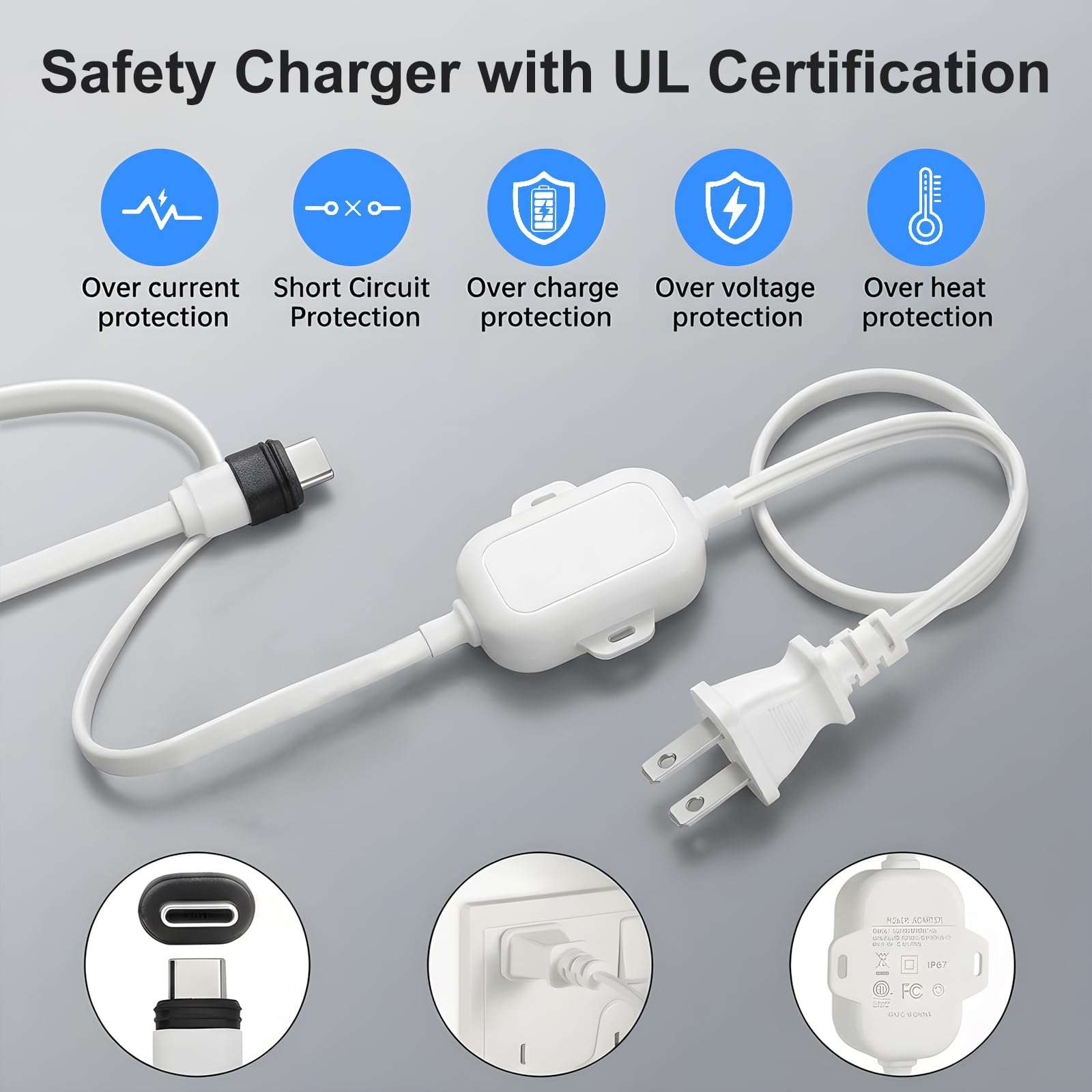 25ft USB C Power Adapter for Ring Spotlight Cam Plus/Pro (Battery) & Ring Outdoor Cam Plus (Battery), Outdoor Weatherproof Charger for Continuous Power, White 4