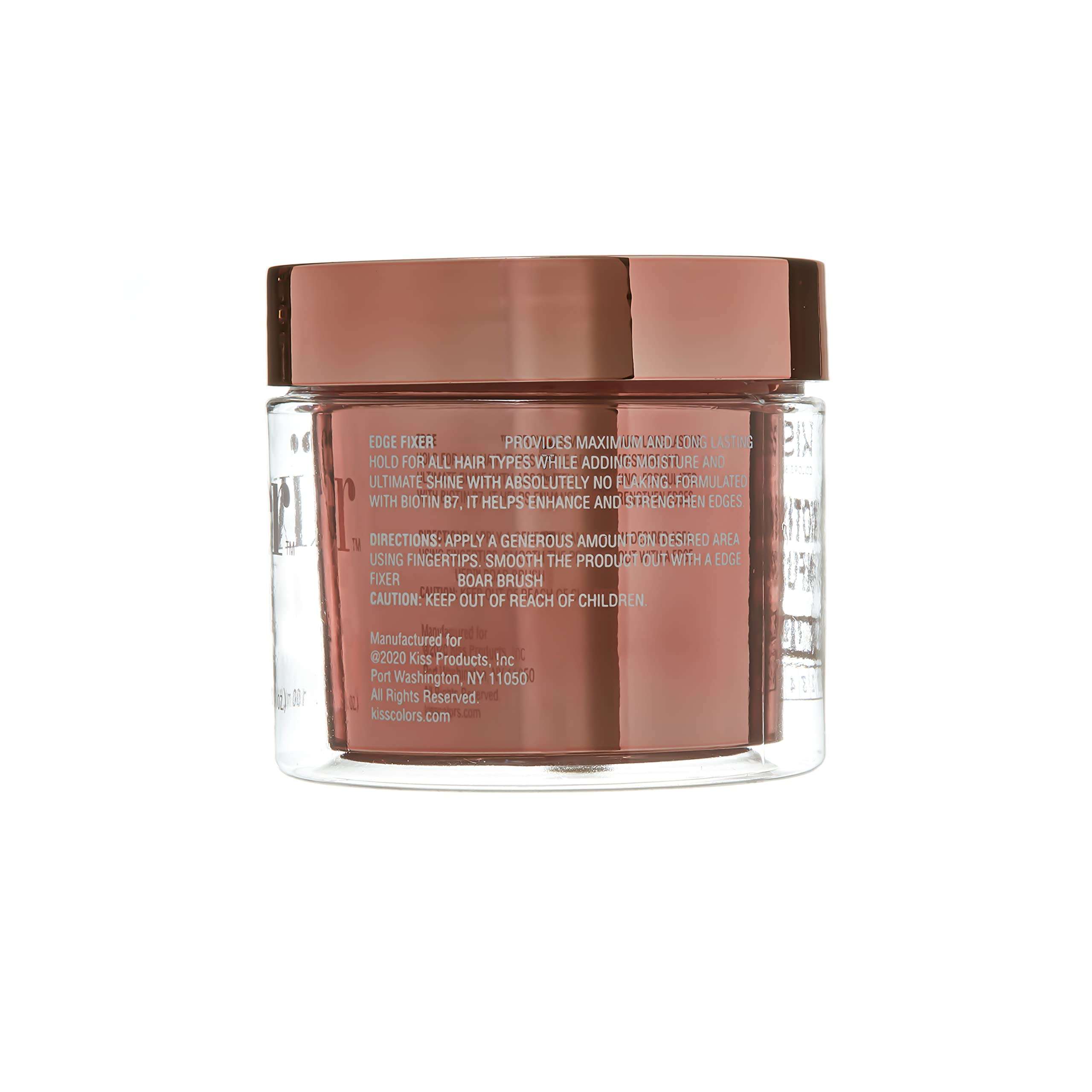 KISS COLORS & CARE Maximum Hold Edge Fixer, Non-Greasy Gel Formula Infused With Biotin B7, 24 Hour Hold, ‘Sweet Peach’ Scented, 3.38 Fl. Oz. (100 ml) 2