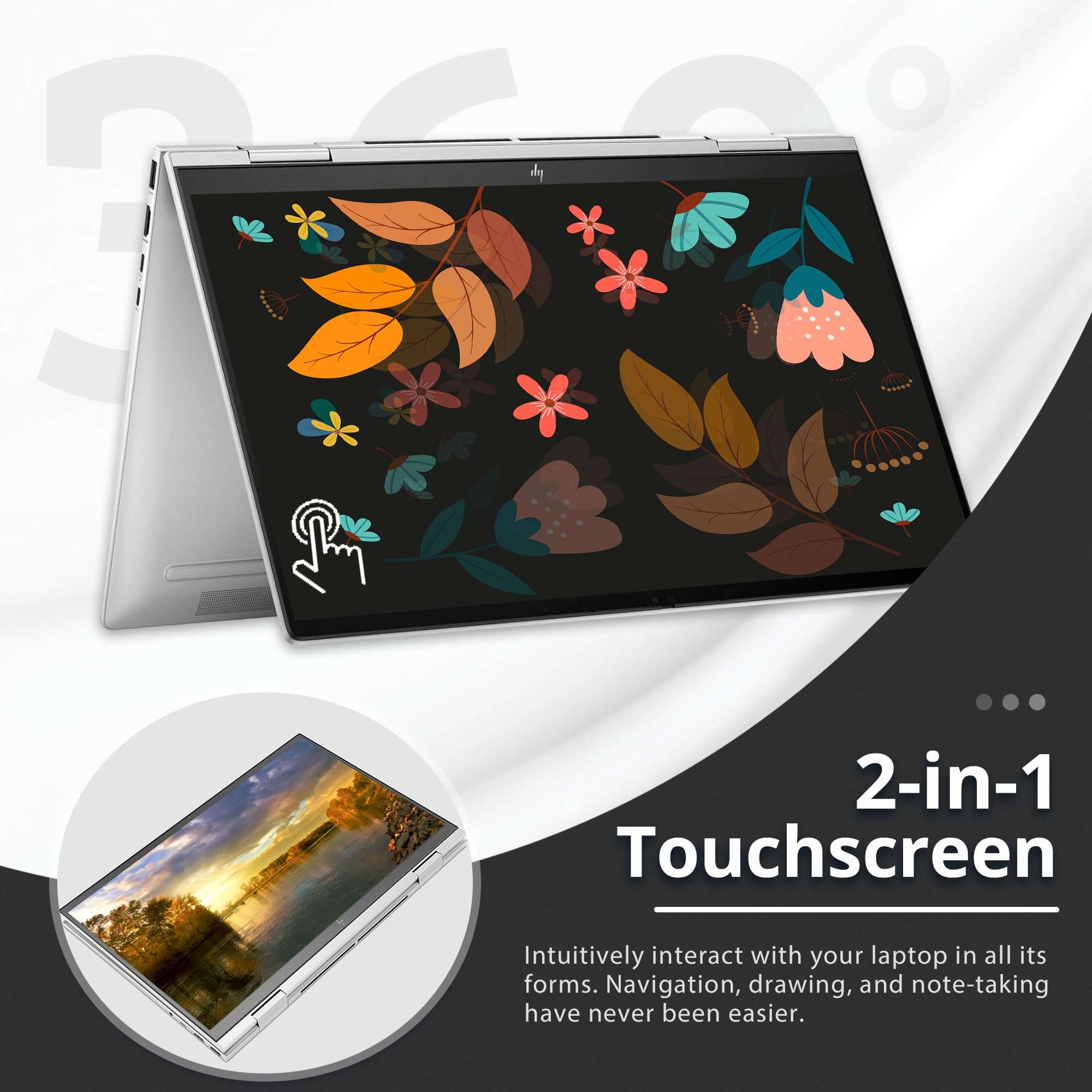 HP Envy x360 2-in-1 15.6" FHD Touchscreen Laptop, Intel Core i7-1355U, 64GB RAM, 2TB SSD, Intel Iris Xe Graphics, Backlit Keyboard, 5MP IR Camera, Wi-Fi 6, Win 11 Home, Silver, 32GB Hotface USB Card 3