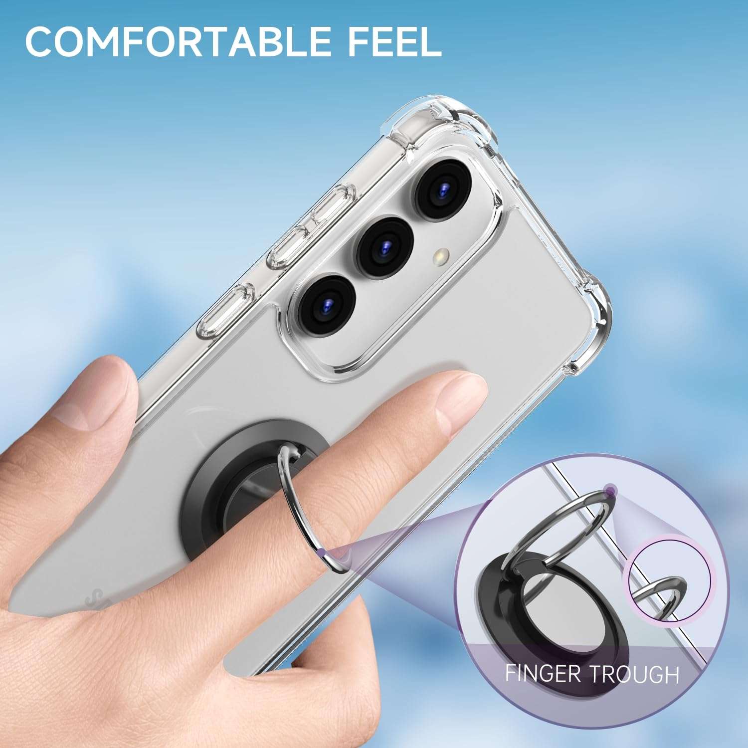 DAUPIN for Galaxy S25 Plus Case Clear with 360 Rotation Metal Ring Holder Stand, Support Magnetic Car Phone Mount Soft TPU Bumper PC Hard Protective Phone Case for Samsung S25 Plus 5G (Clear) 5