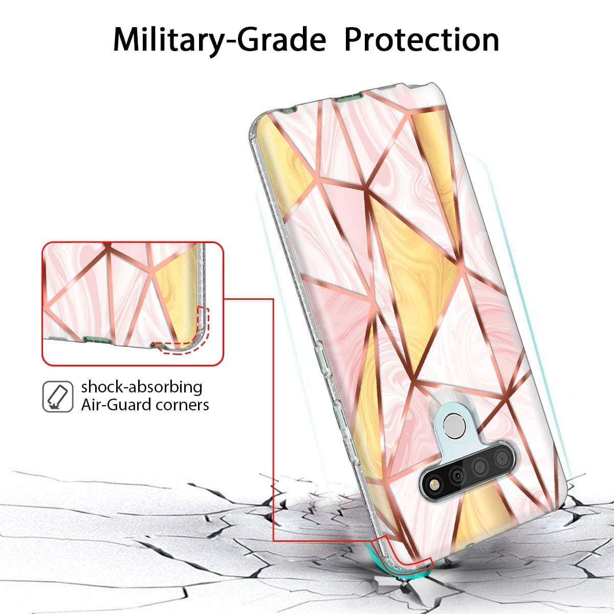 Lamcase for LG Stylo 6 Case Crystal Clear Sparkly Glitter Shiny Soft Flexible TPU Slim Fit Hybrid Drop Protection Tough Rugged Shockproof Cover Case for LG Stylo 6, Glitter Marble/Rose Gold 4