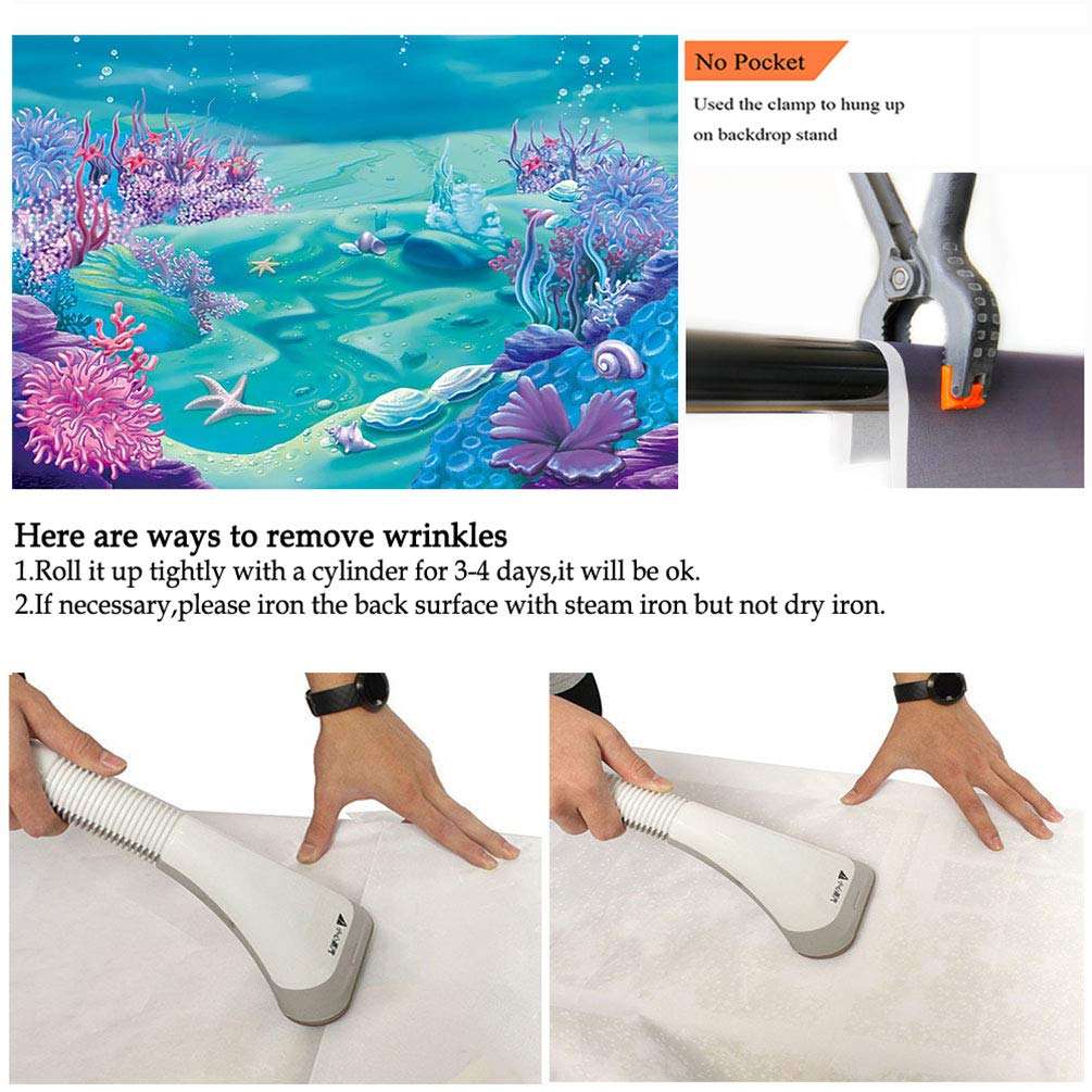 COMOPHOTO Under The Sea Mermaid Backdrop Deep Blue Sea Castle Shell Photography Background Child Kids Mermaid Themed Birthday Party Decoration Backdrops (8x6ft) 5