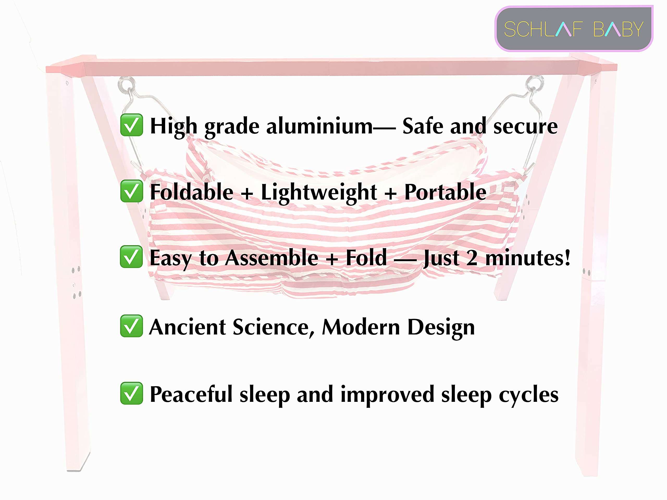 SCHLAF BABY New Born Foldable Metal Cradle [2000_Blue] 5