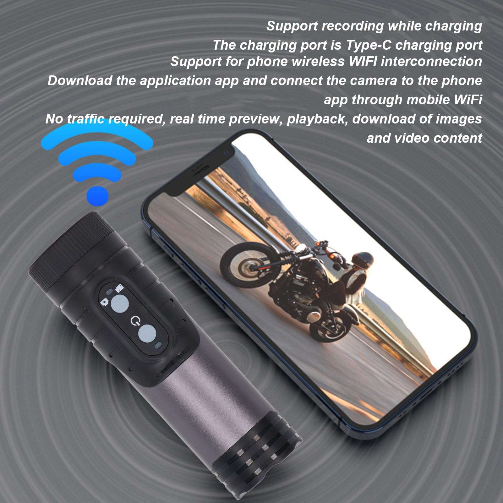 Serounder Motorcycle Helmet Camera, 4K Bike Video Camera Sports Action Camera with Handle Brackect, 120° Wide Angle, IP66 Waterproof Sport for Outdoor Wilderness, , Climbing 3