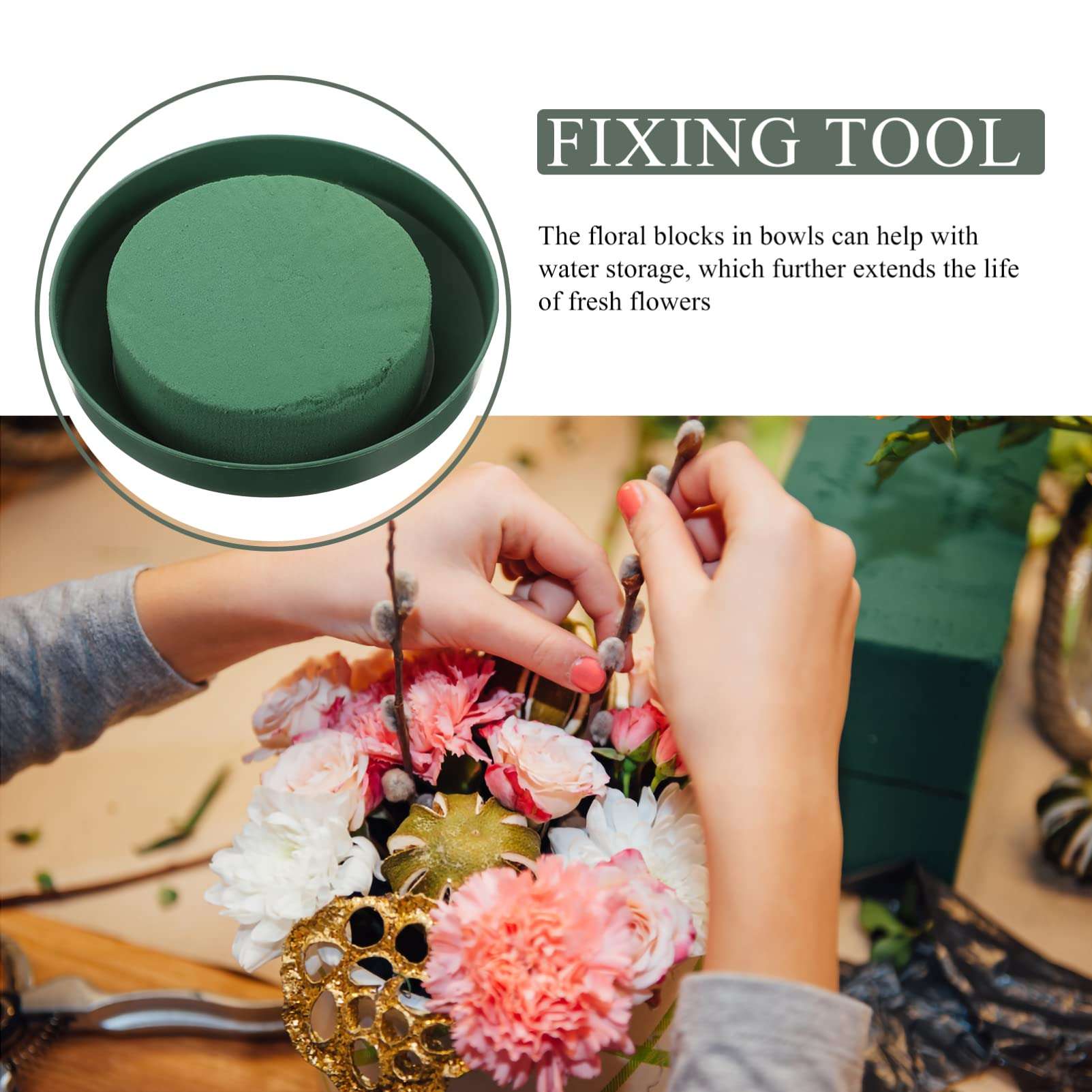 Floral Foam Blocks 10pcs Round Floral Foam with Bowl for Flower Arrangements Supplies and Wedding Aisle Flowers Party Decoration Flower Mud Plate 3