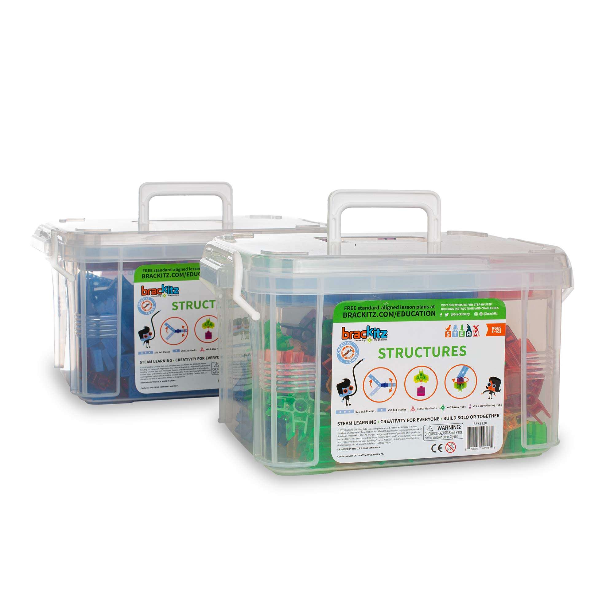 Brackitz Structures Educational STEM Manipulatives Building Block Toy | Sensory Learning Toys for Children PreK-6 | 320 Pc Set