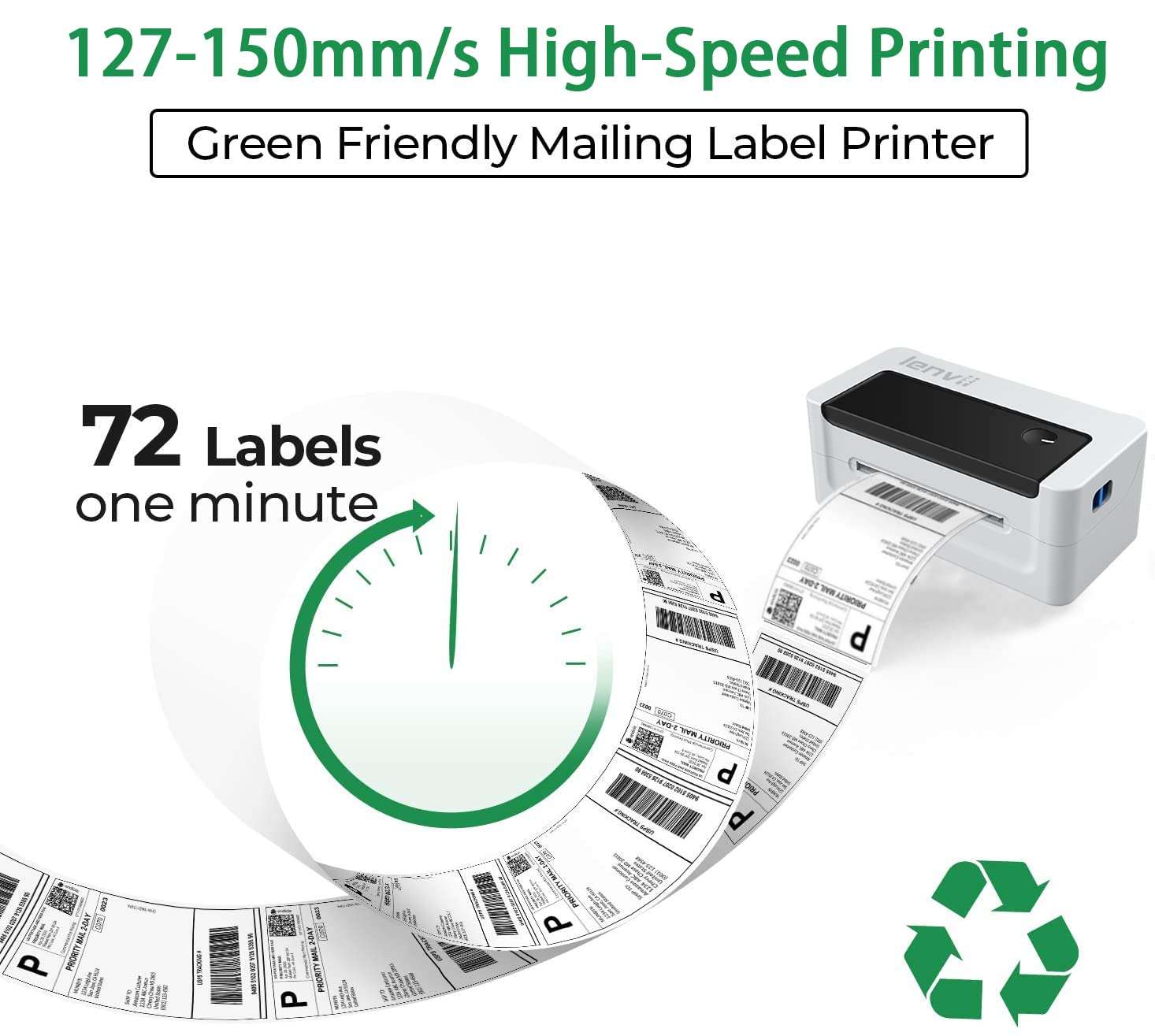 LENVII LV-1200 USB Shipping Label Printer,4x6 Thermal Label Printer,Wired Desktop Barcode Label Printer for Shipping Packages Print Width 108MM/4x6 in,Compatible with Windows & MaC 5