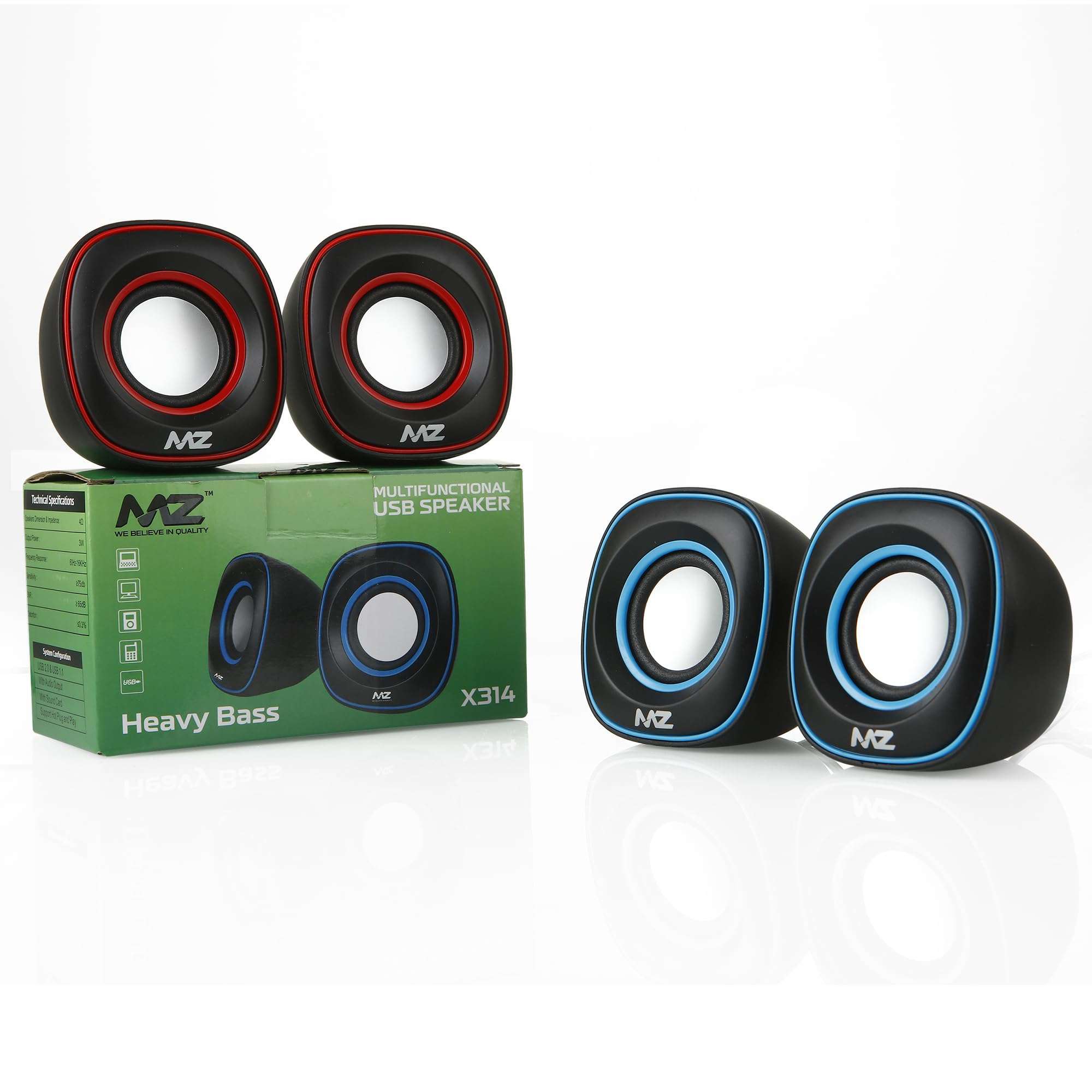 MZ X314 (Desktop Speaker) 2.0 Multifunctional Heavy Bass USB Speaker 3W Power 6