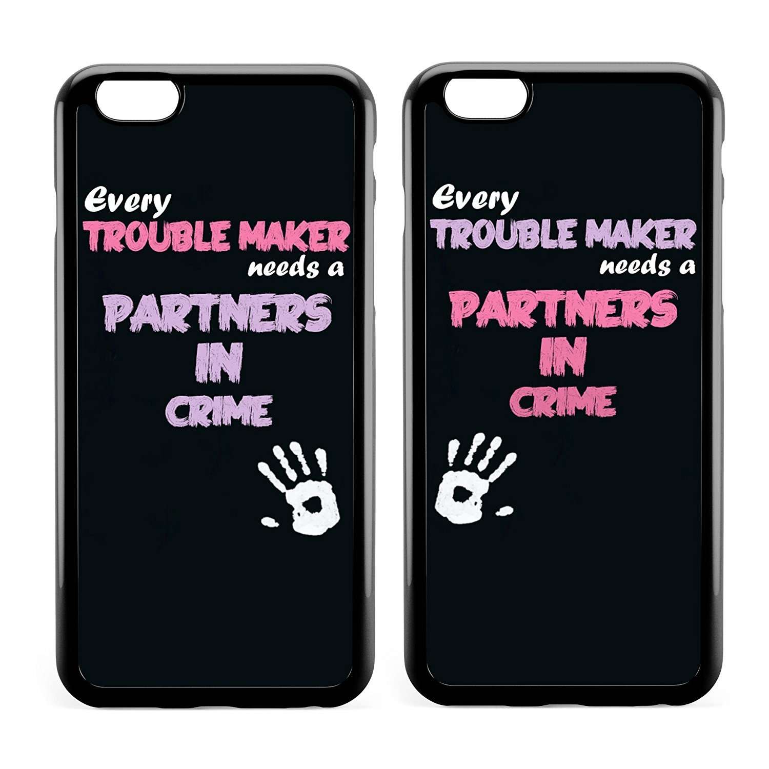 BFF Best Friends Sisters Cousins Every Trouble Makes Needs A Partner In Crime Couple Matching Love Girlfriend Stuff for Girl Clear Soft Bff Matching Cases Replacement for iPhone 8 Plus 1